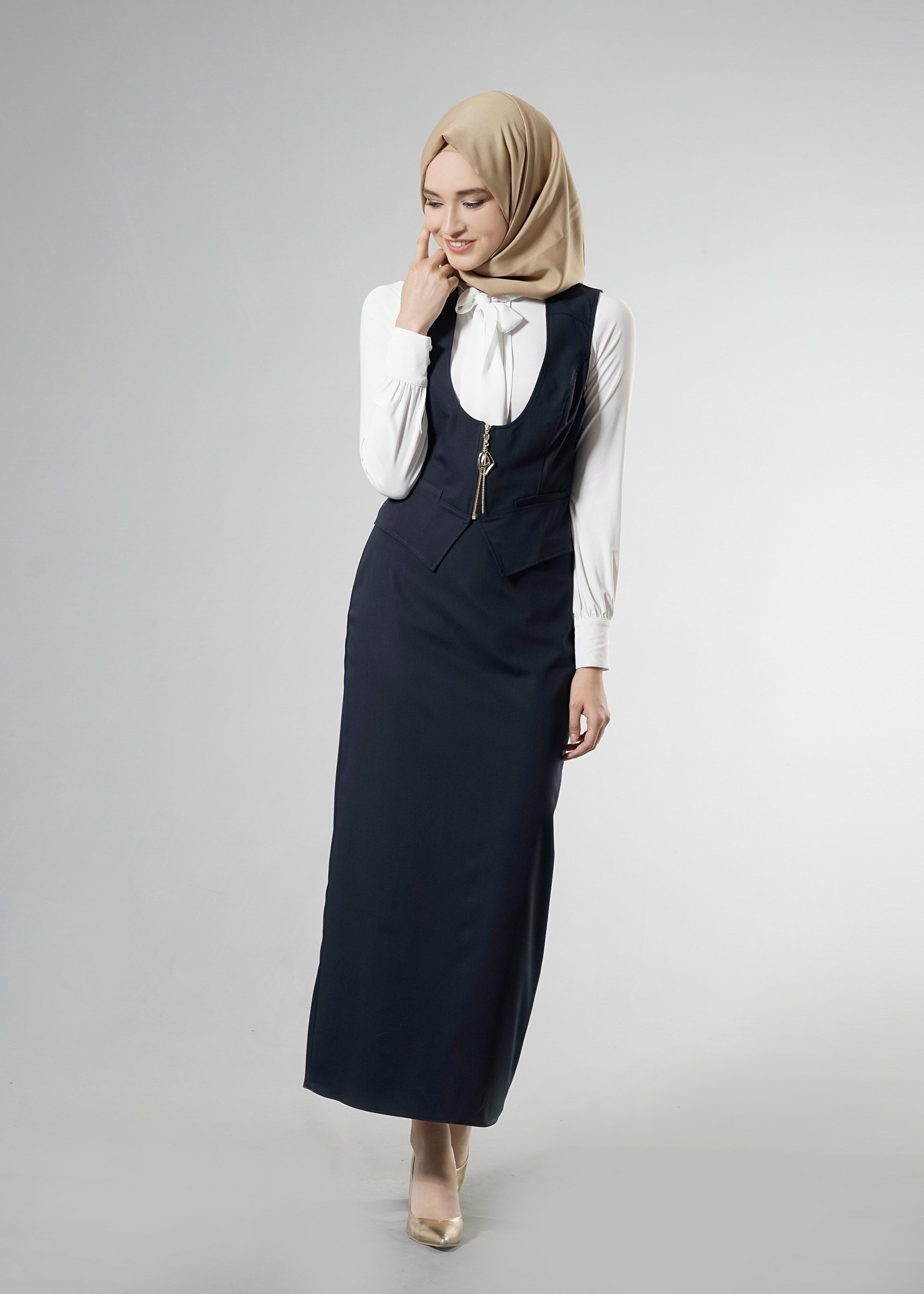 Tesettür giyim LACİVERT 4513 Lila Tesettür 43597 2′Li Etekli Tk. 36/42(38-40) TEK36