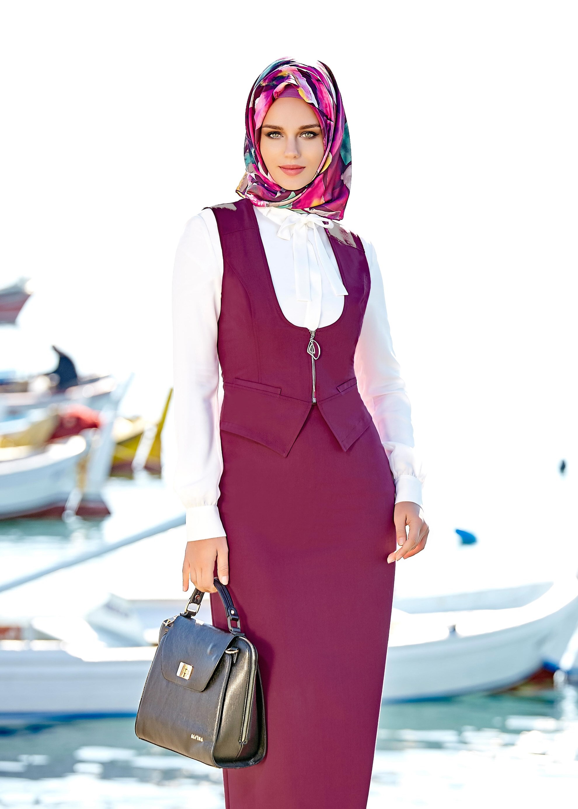 Tesettür giyim MOR 4513 Lila Tesettür 43597 2′Li Etekli Tk. 36/42(38-40) TEK36