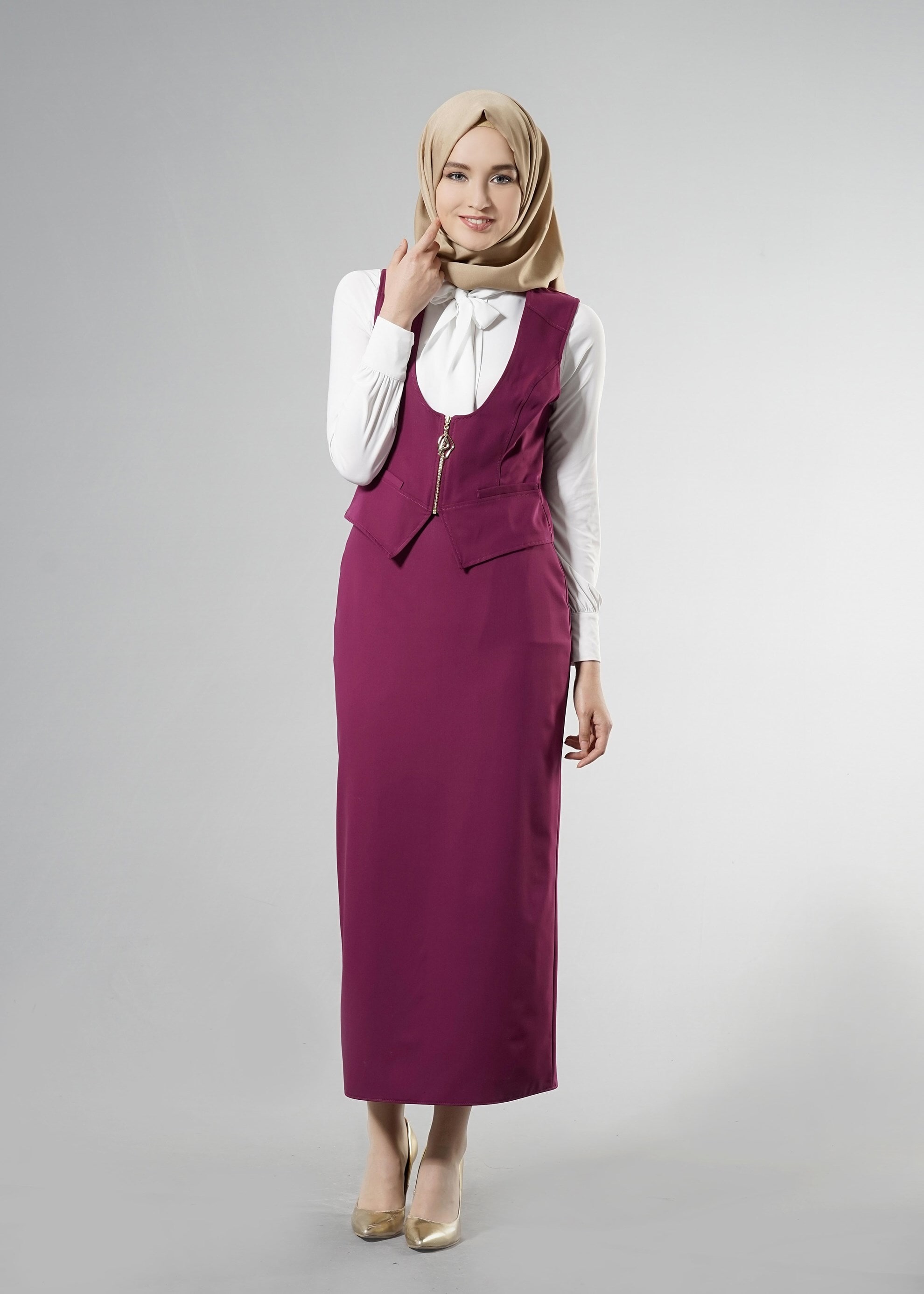 Tesettür giyim MOR 4513 Lila Tesettür 43597 2′Li Etekli Tk. 36/42(38-40) TEK36