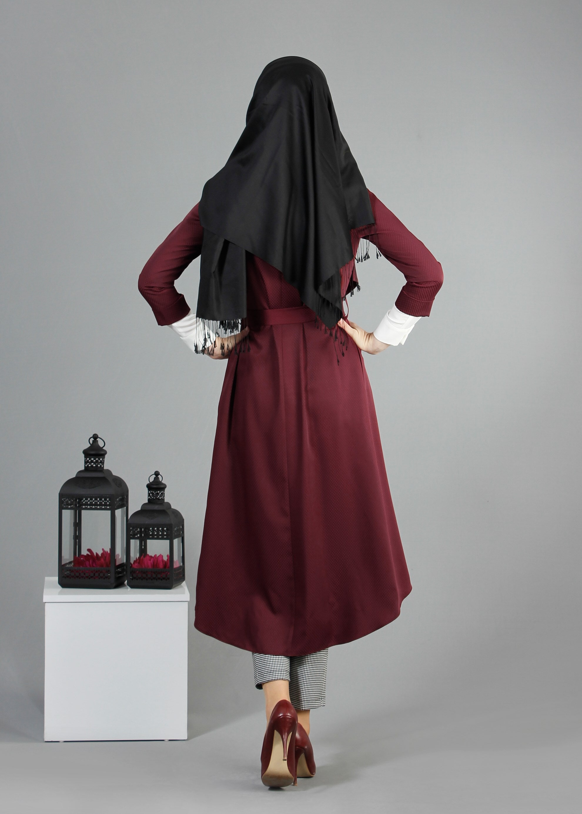 Tesettür giyim BORDO 3169P Benan Tesettür 55478 3&prime;Lü Pant. Takım 38/46 TEK40