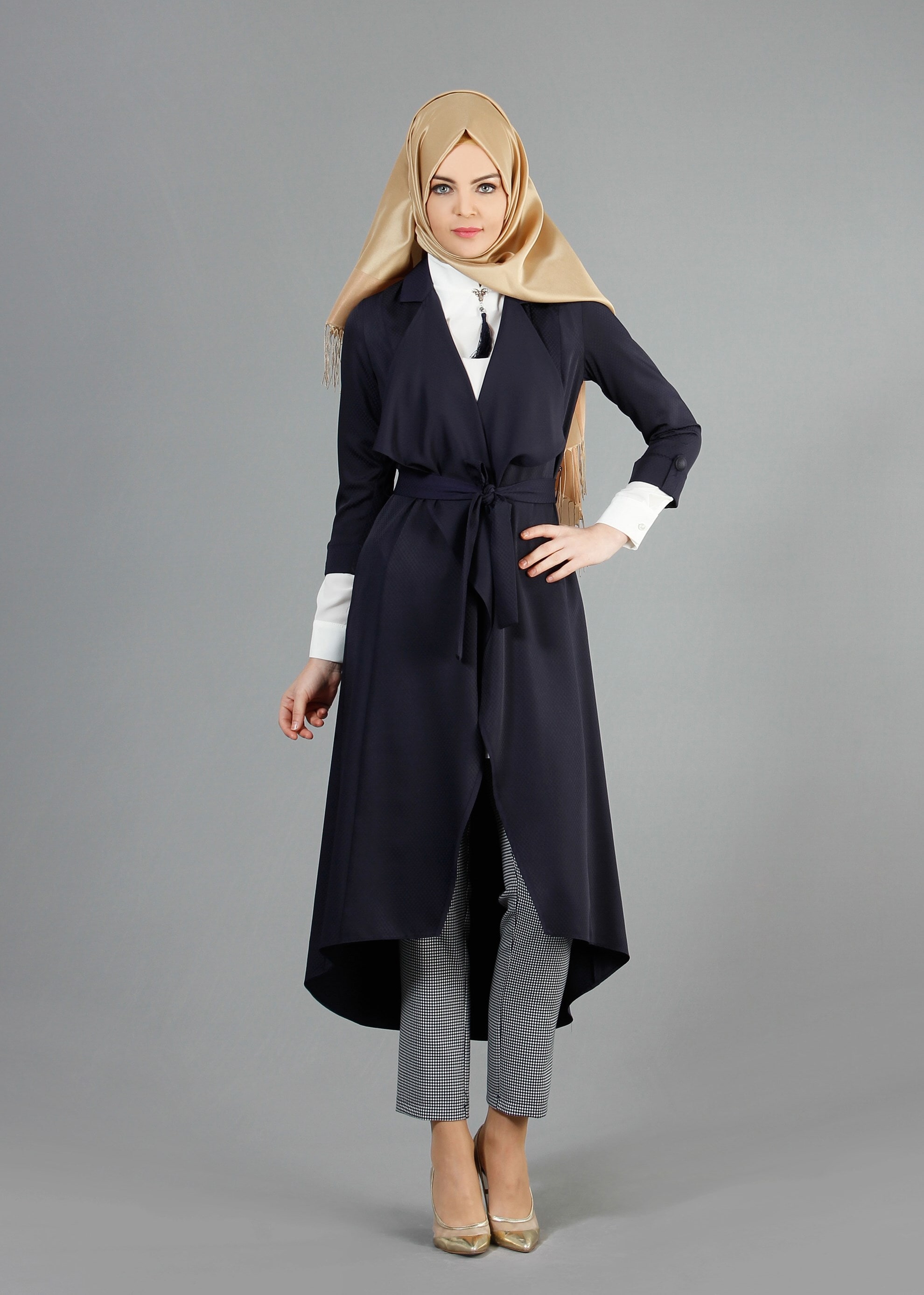 Tesettür giyim LACİVERT 3169P Benan Tesettür 55478 3&prime;Lü Pant. Takım 38/46 TEK40