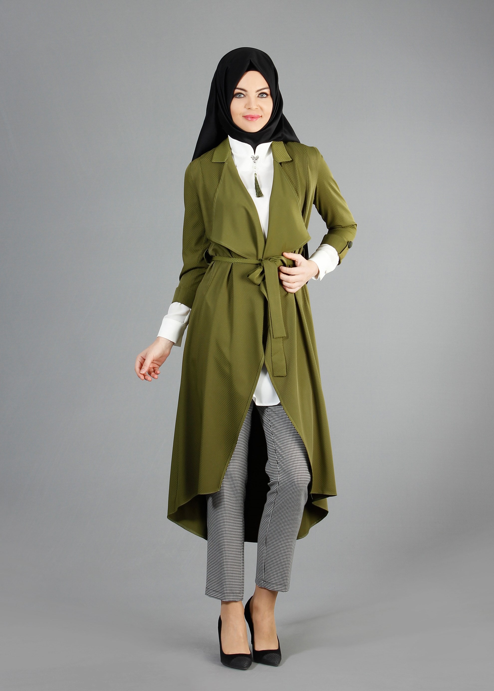 Tesettür giyim YEŞİL 3169P Benan Tesettür 55478 3&prime;Lü Pant. Takım 38/46 TEK40