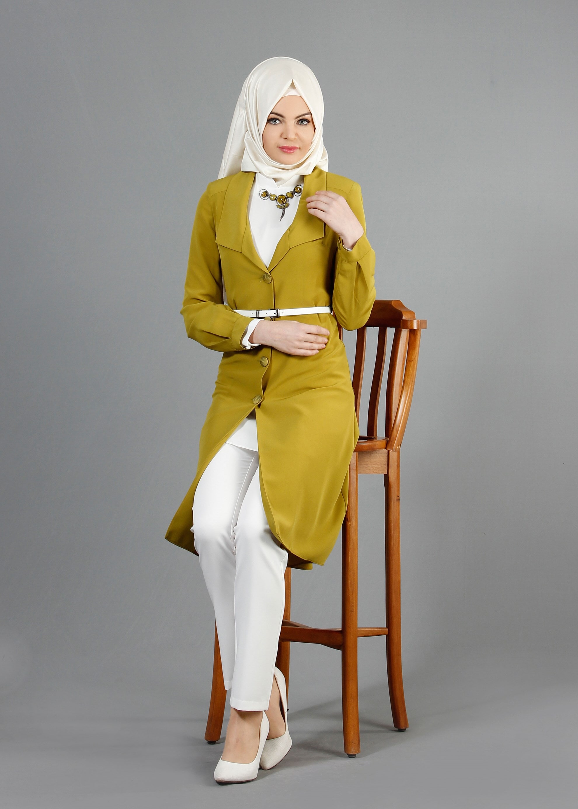 Tesettür giyim YEŞİL 3211P New Loren 3&prime;Lü Tesettür Pant.Takım 38/46 TEK40