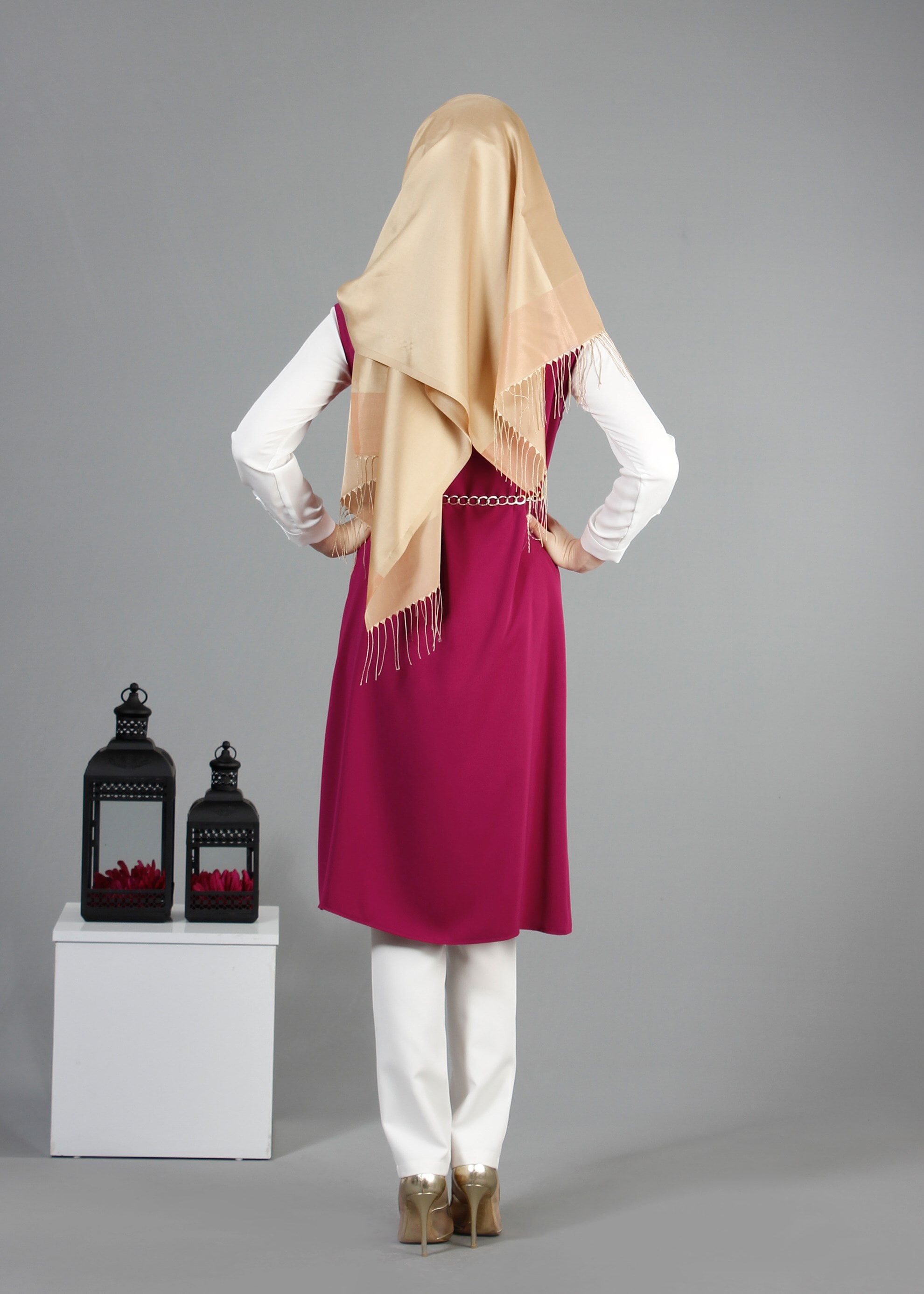 Tesettür giyim FUŞYA 3213P Virona Tesettür 3&prime;Lü Pant. Takım 38/46 TEK40