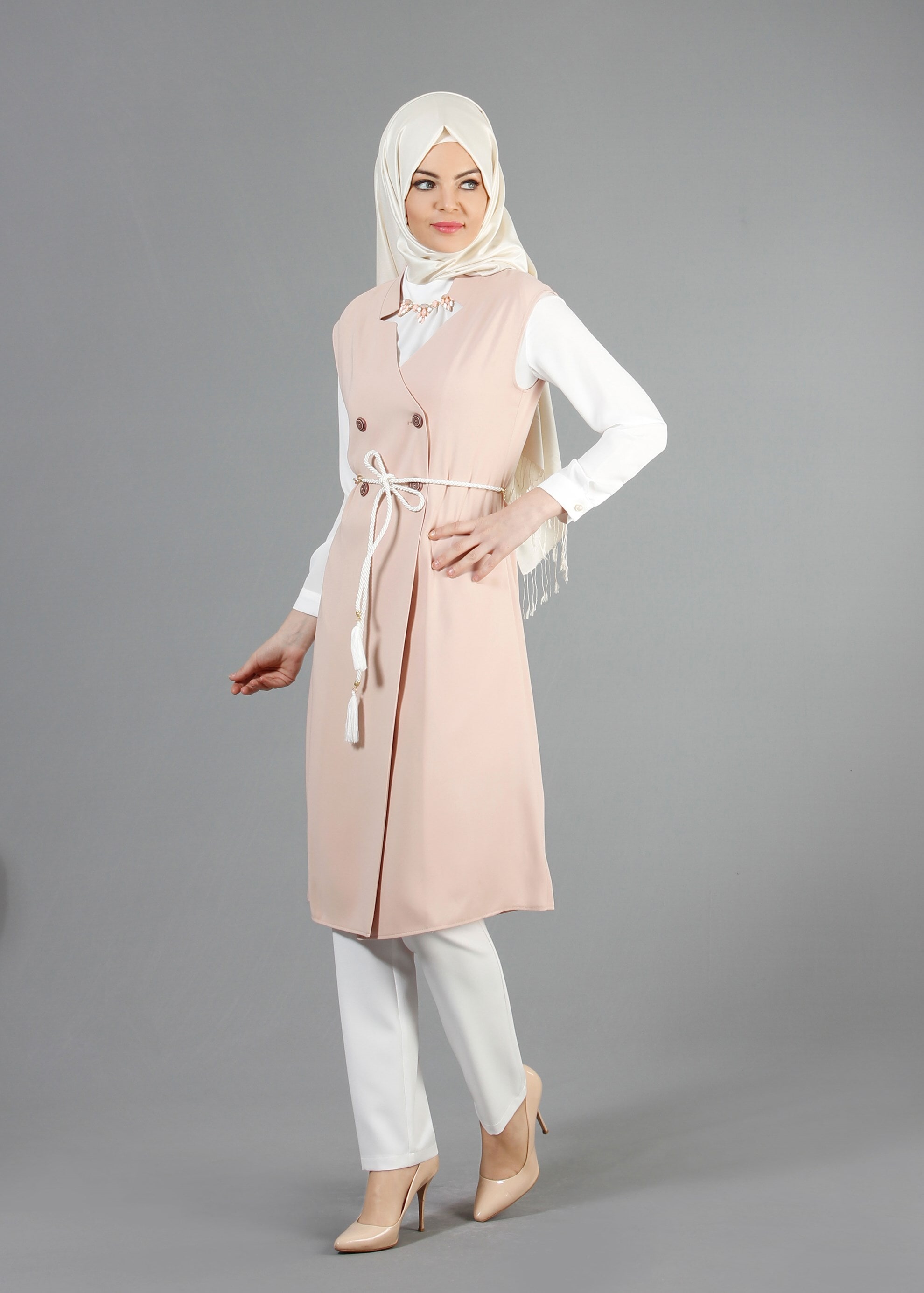 Tesettür giyim PUDRA 3213P Virona Tesettür 3&prime;Lü Pant. Takım 38/46 TEK40