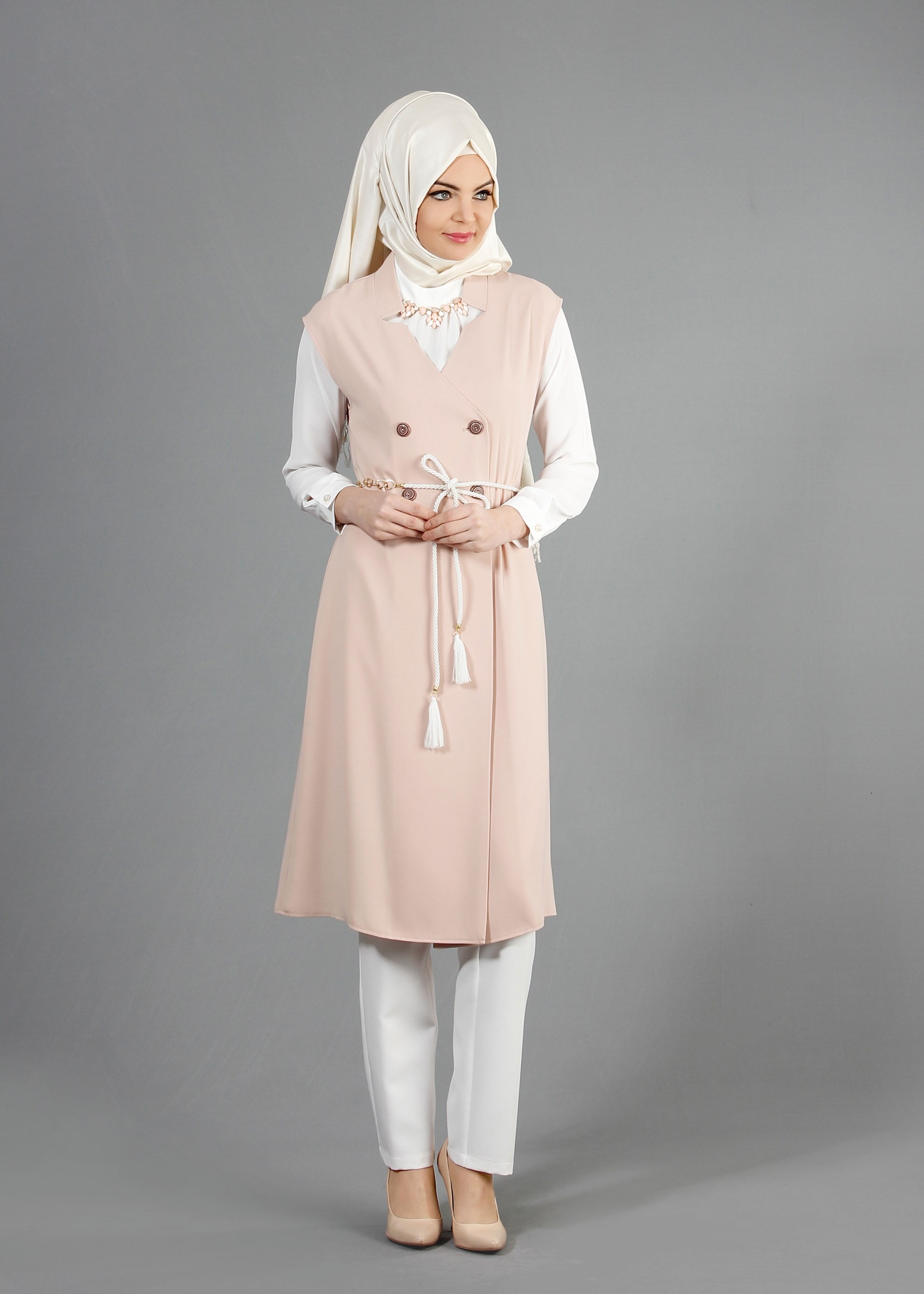 Tesettür giyim PUDRA 3213P Virona Tesettür 3&prime;Lü Pant. Takım 38/46 TEK40