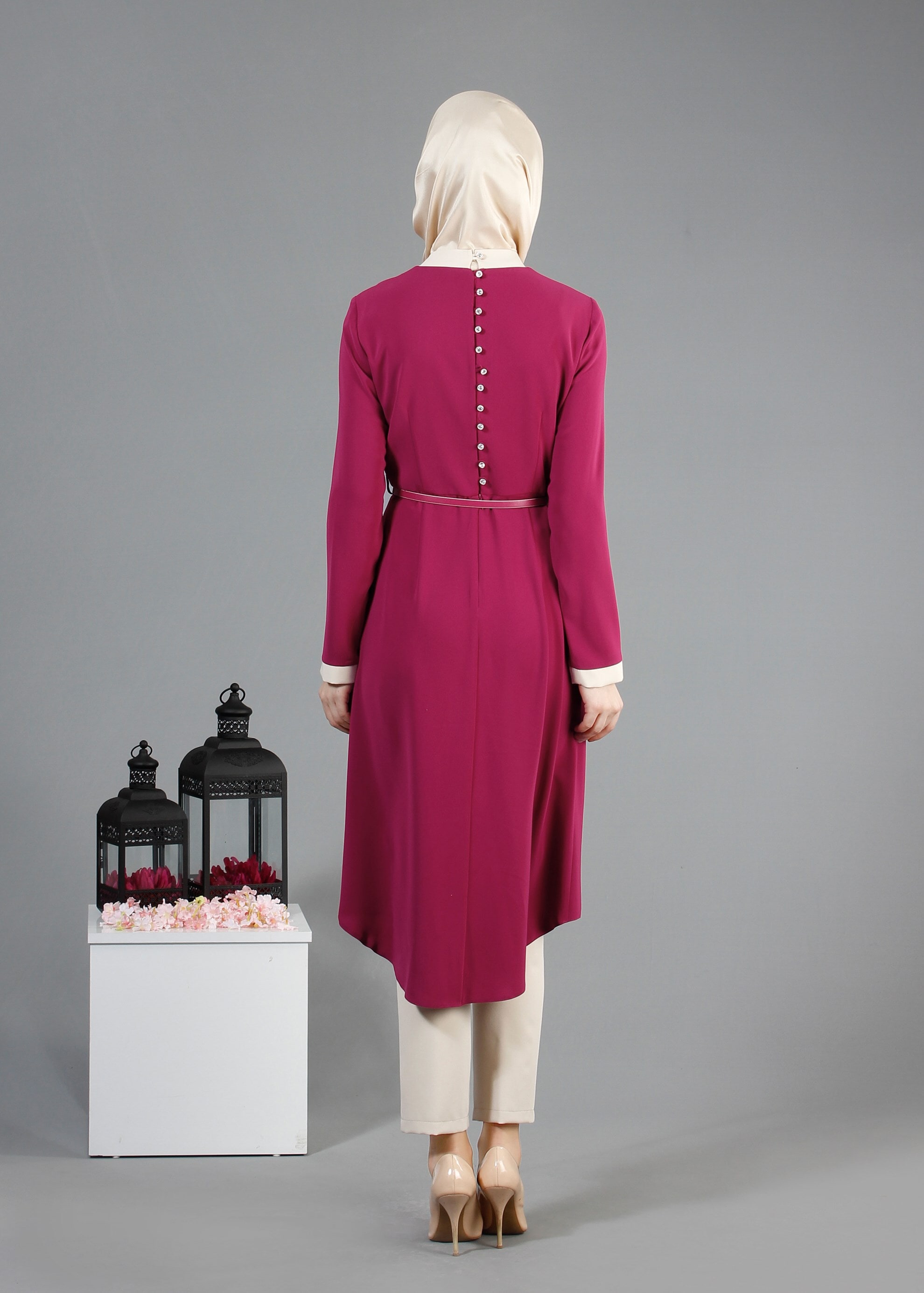 Tesettür giyim FUŞYA 3214P Virona 2&prime;li Tesettür Pant.Takım 38/46 TEK40