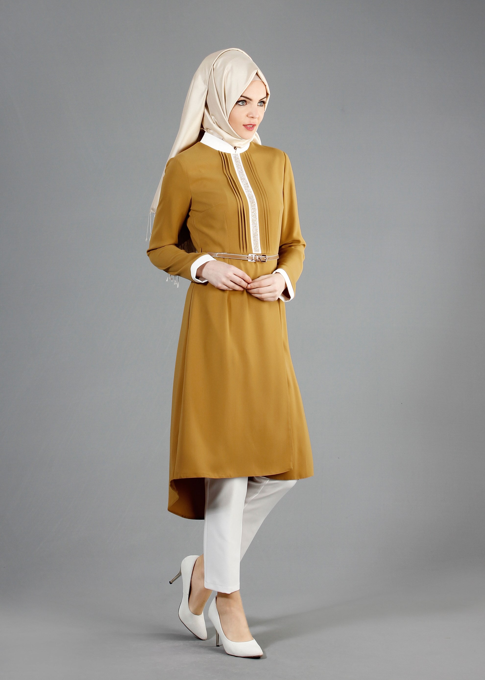 Tesettür giyim SARI 3214P Virona 2&prime;li Tesettür Pant.Takım 38/46 TEK40