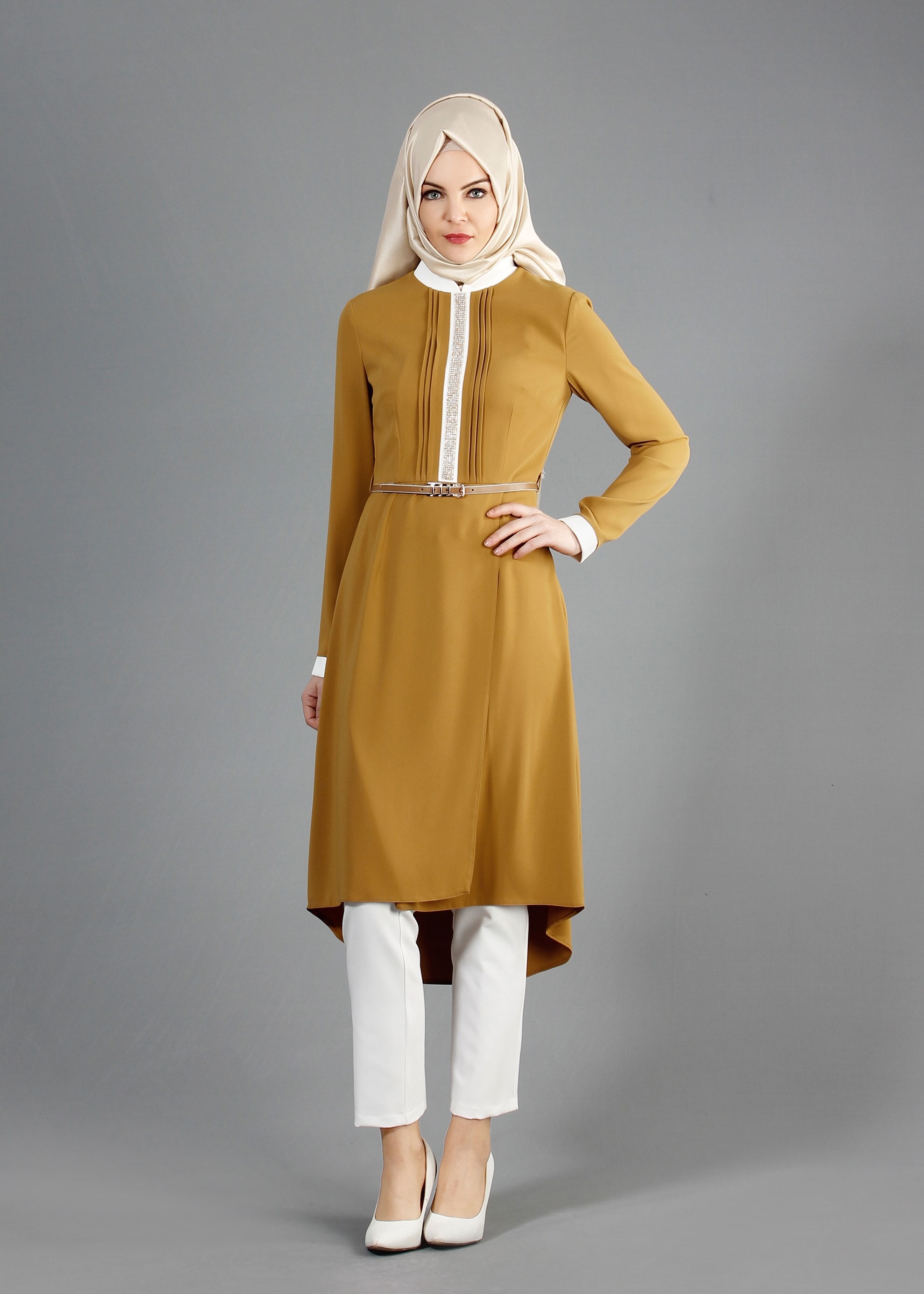 Tesettür giyim SARI 3214P Virona 2&prime;li Tesettür Pant.Takım 38/46 TEK40