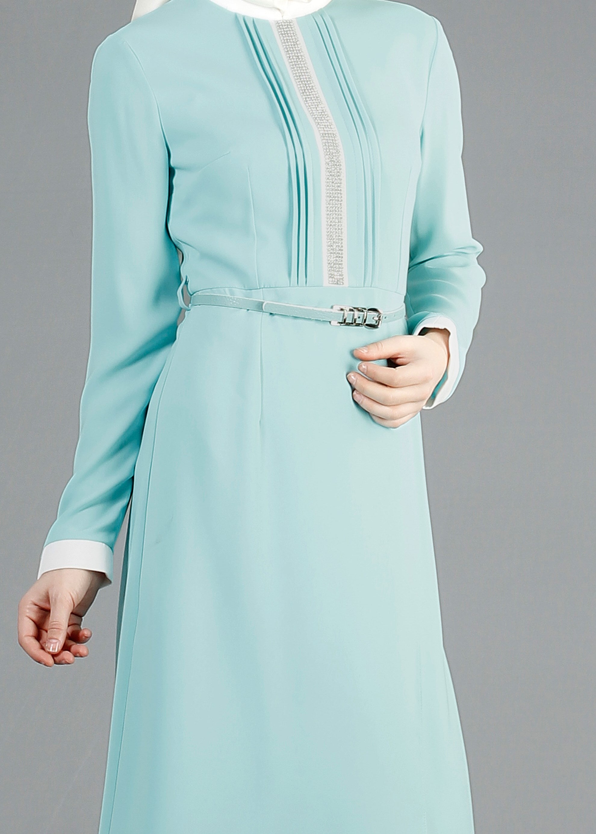 Tesettür giyim YEŞİL 3214P Virona 2&prime;li Tesettür Pant.Takım 38/46 TEK40