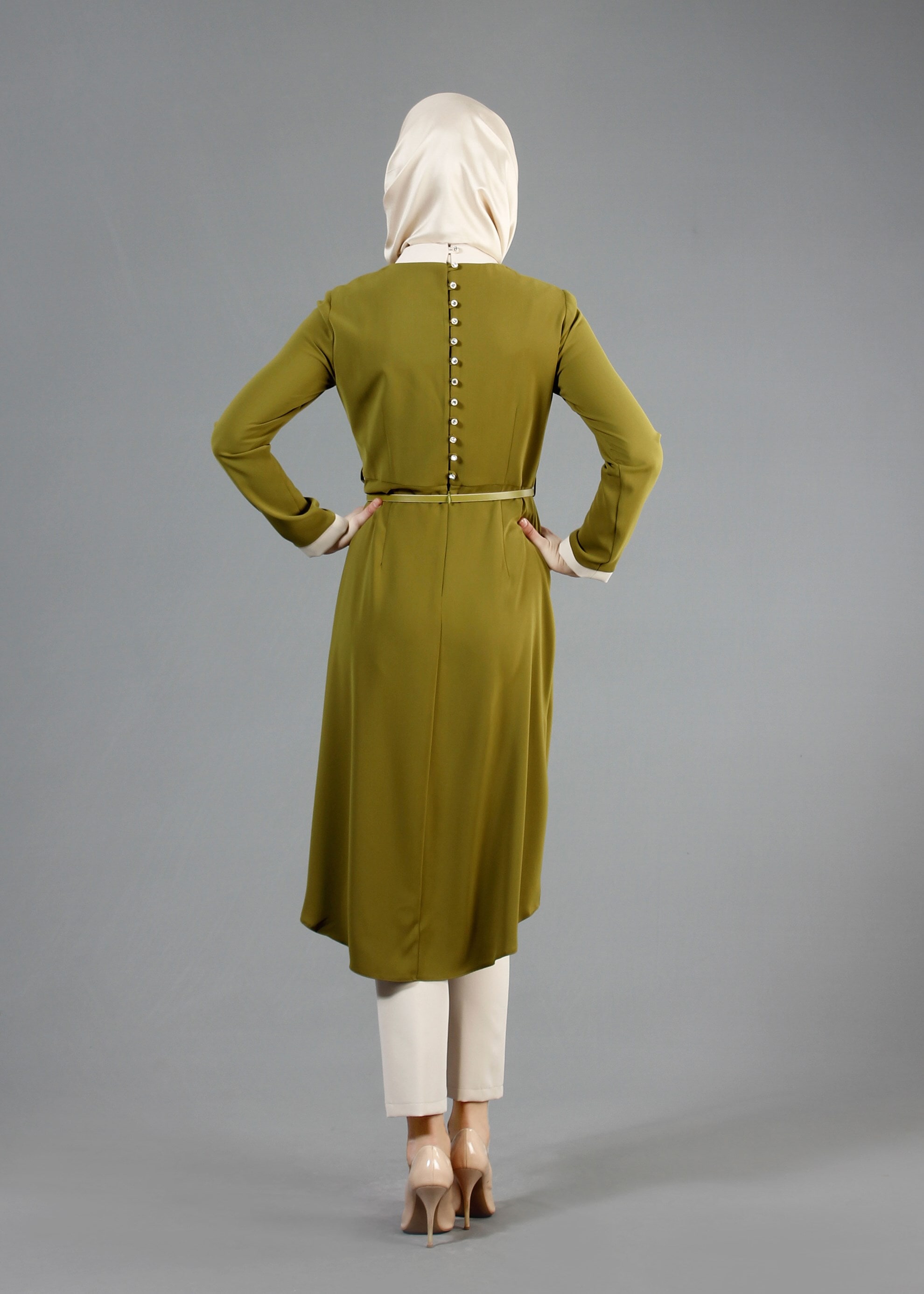 Tesettür giyim YEŞİL 3214P Virona 2&prime;li Tesettür Pant.Takım 38/46 TEK40