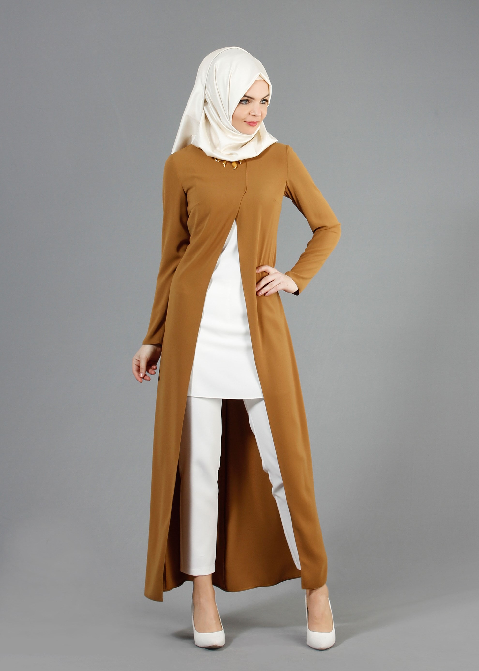 Tesettür giyim SARI 3216P Virona 2&prime;li Tesettür Pant. Takım 38/46 TEK40