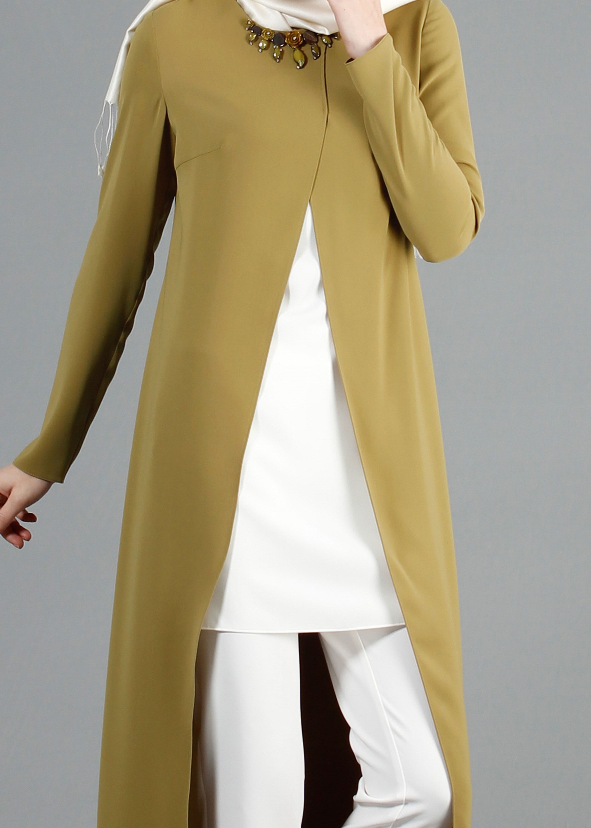 Tesettür giyim YEŞİL 3216P Virona 2&prime;li Tesettür Pant. Takım 38/46 TEK40