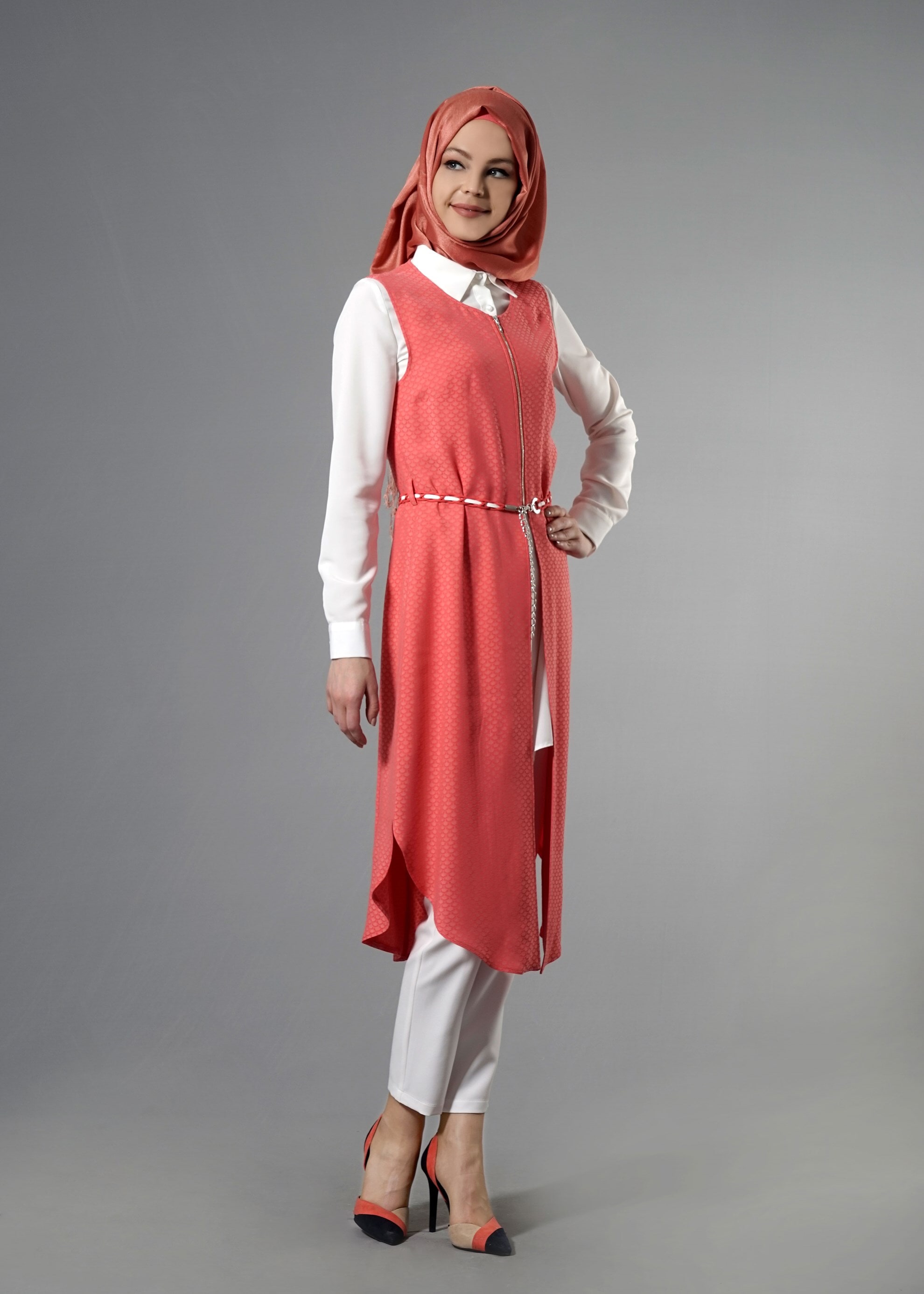 Tesettür giyim MERCAN 3218P Jakar Tesettür 035 3&prime;lü Pant.Takım 38/46 TEK40