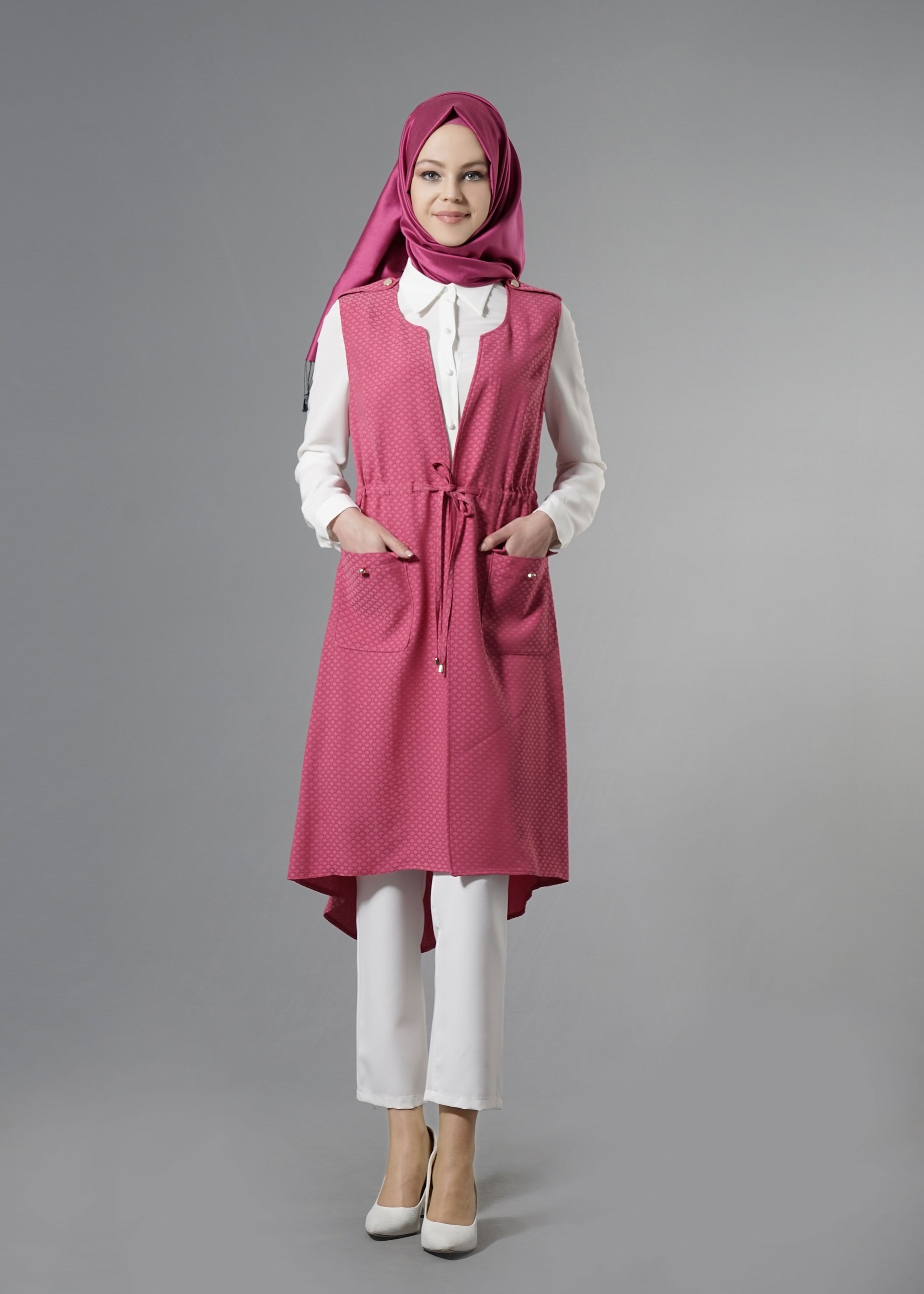 Tesettür giyim FUŞYA 3219P Jakar Tesettür 035 3&prime;LÜ Pant. Takım 38/44 TEK38