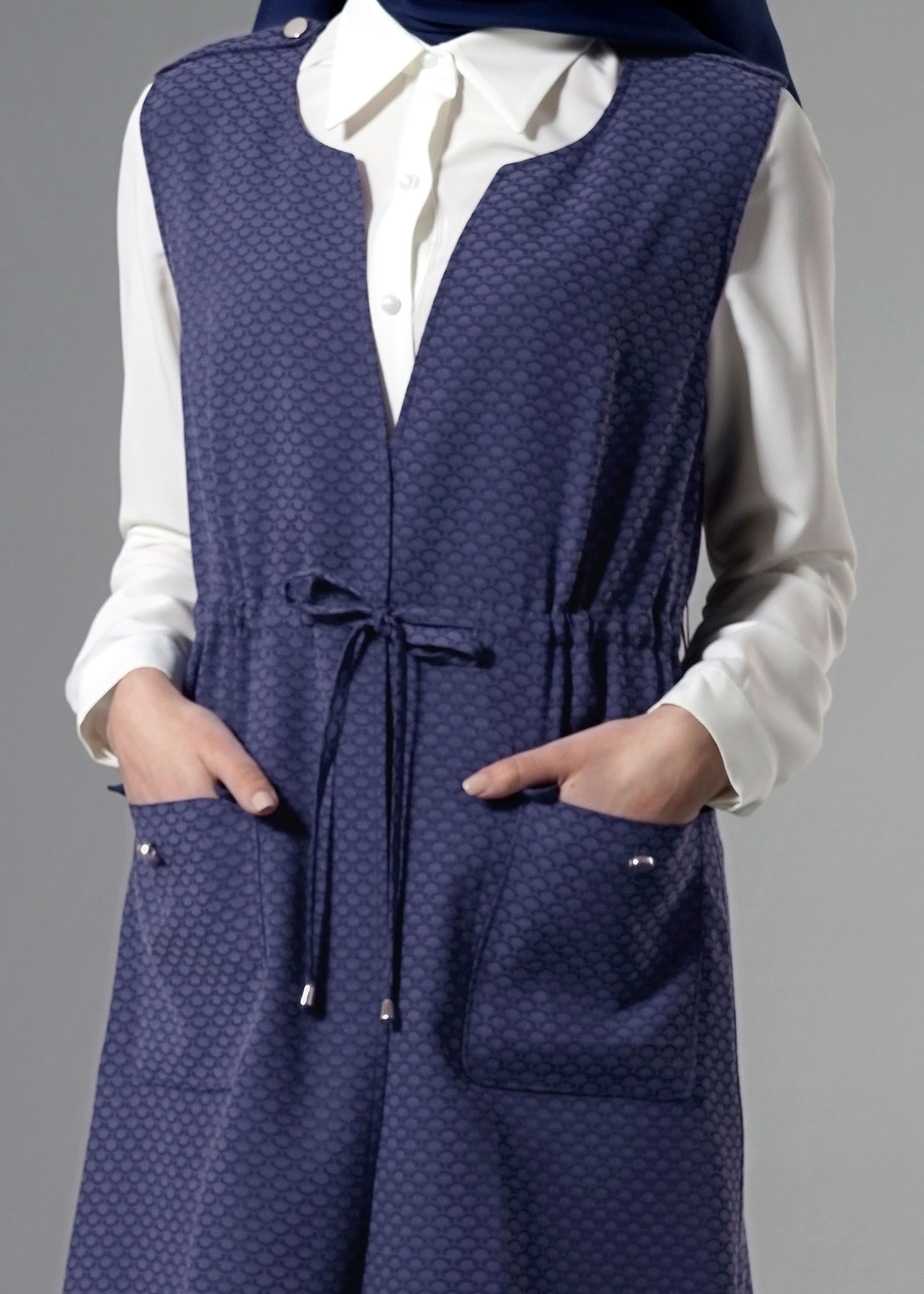 Tesettür giyim LACİVERT 3219P Jakar Tesettür 035 3&prime;LÜ Pant. Takım 38/44 TEK38