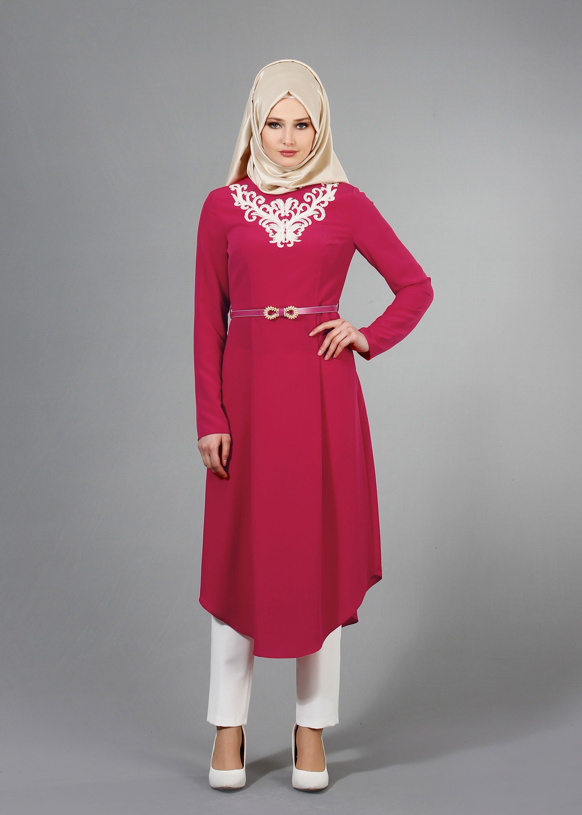 Tesettür giyim FUŞYA 3223P Criss 2&prime;li Tesettür Pant.Takım 38/44 TEK40