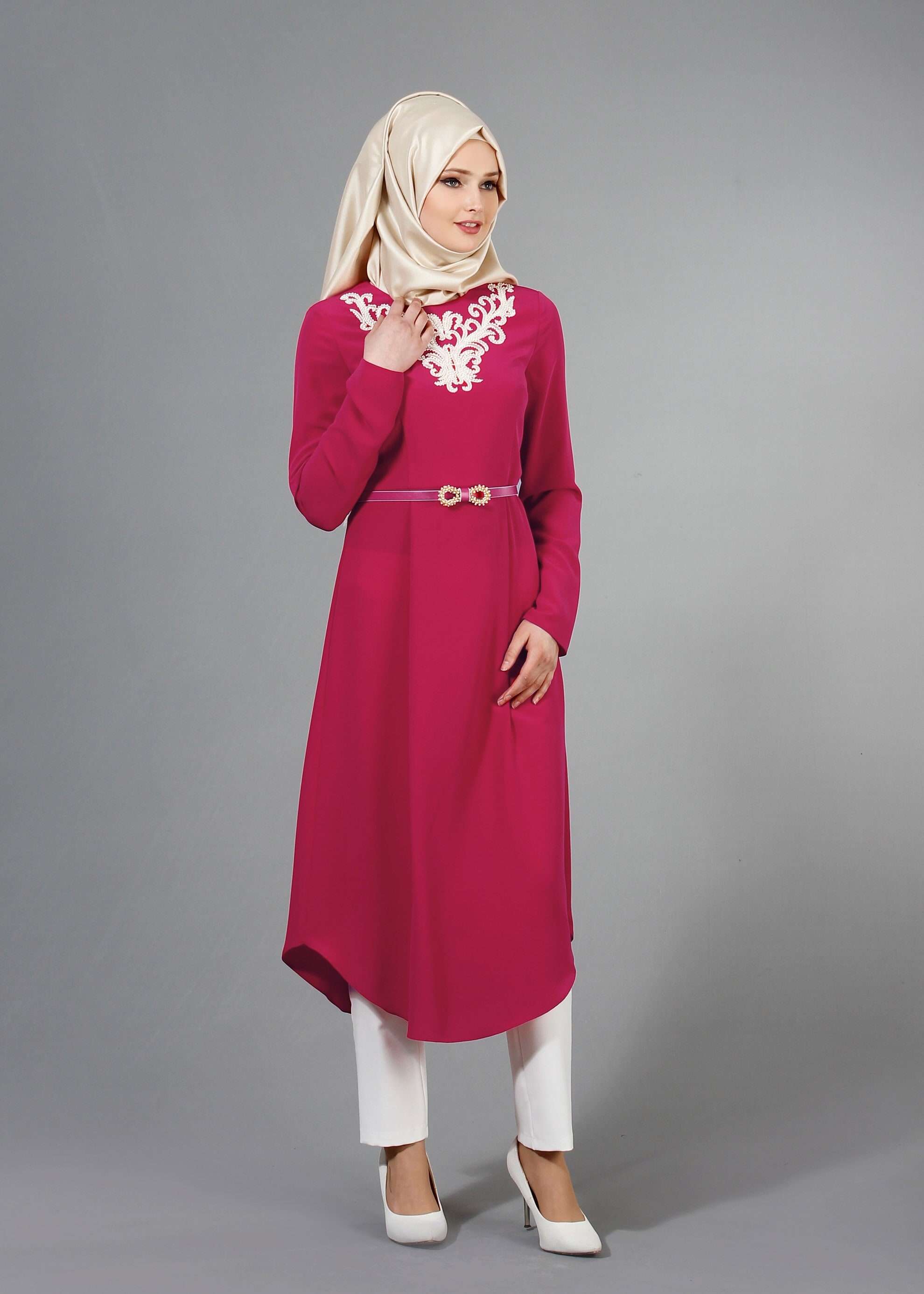 Tesettür giyim FUŞYA 3223P Criss 2&prime;li Tesettür Pant.Takım 38/44 TEK40