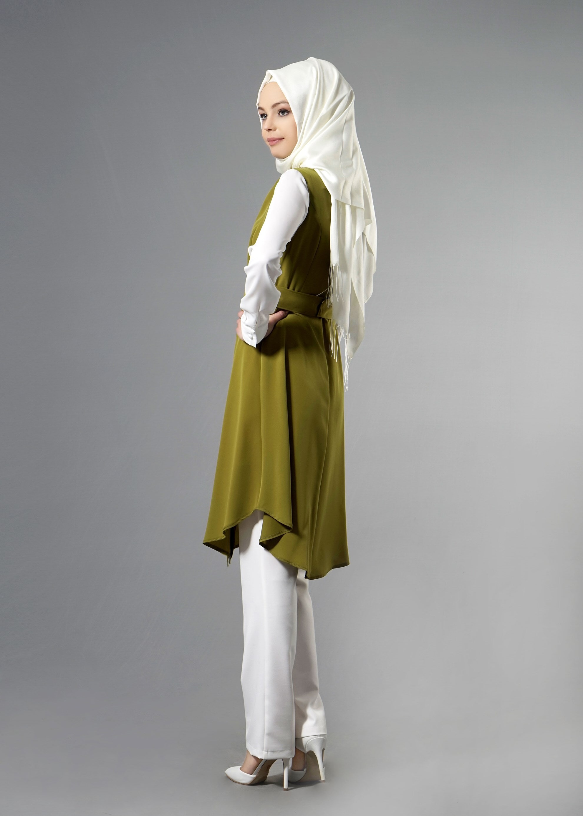 Tesettür giyim YEŞİL 3230P New Loren Tesettür 3&prime;lü Pant.Takım 38/44