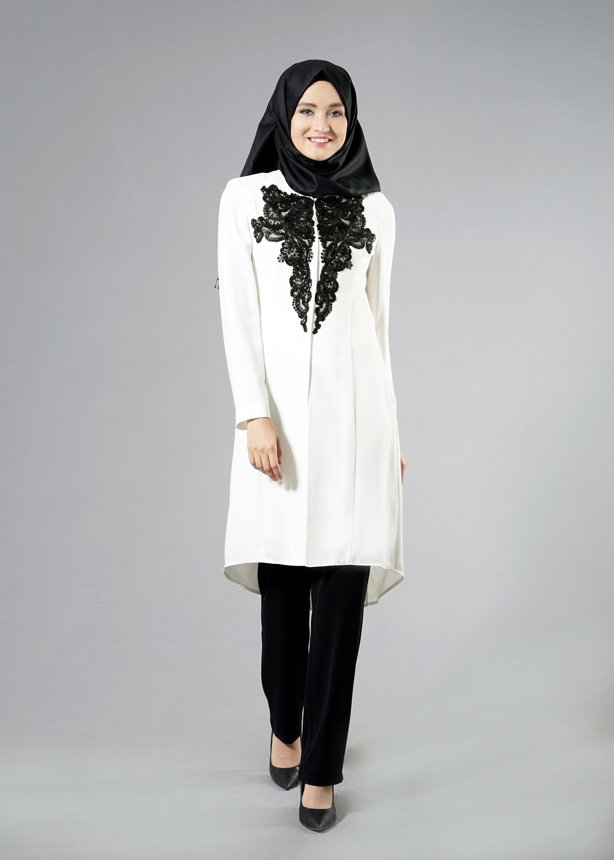 Tesettür giyim BEYAZ 3232P Farah Tesettür  6288 3&prime;lü  Pant. Takım 40/46 TEK38