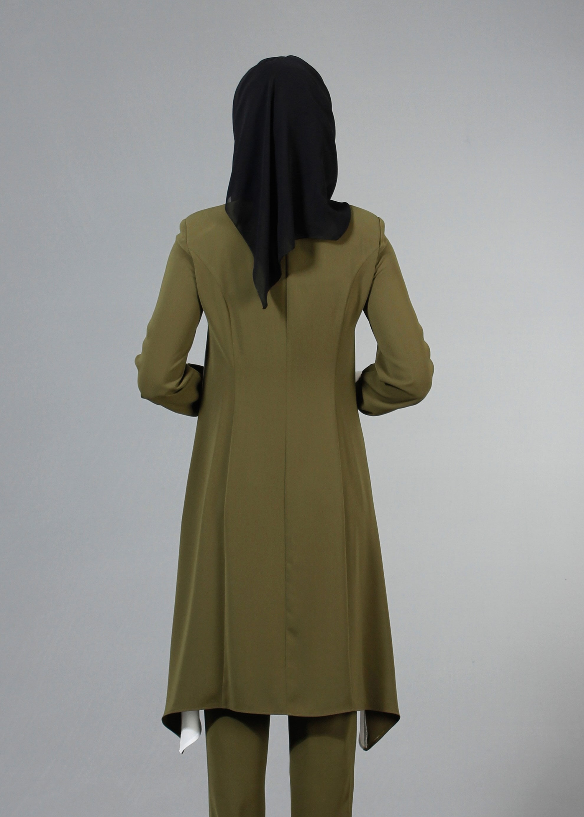 Tesettür giyim YEŞİL 3235P Virona 2&prime;li Tesettür Pant. Takım 38/46 TEK40