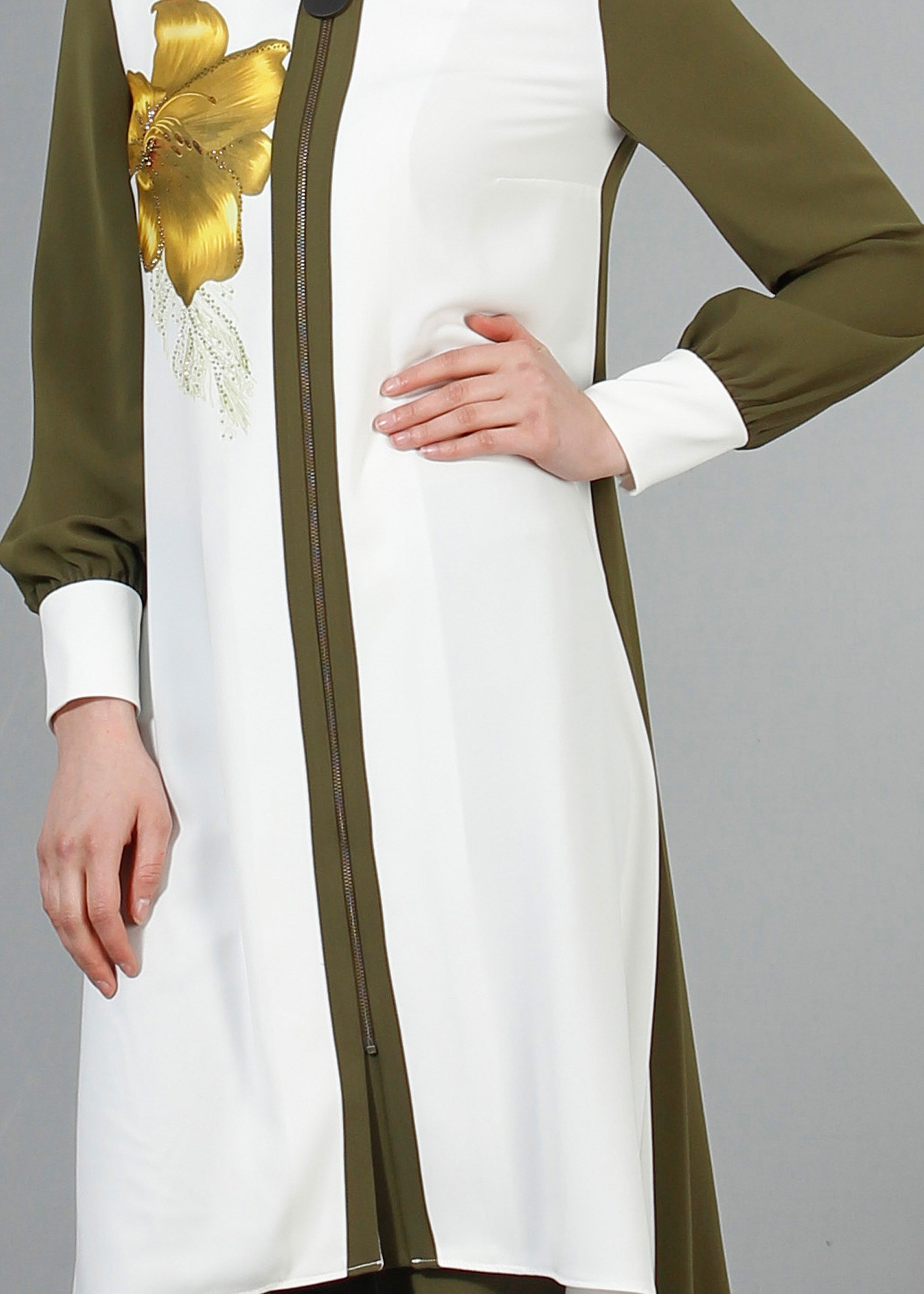 Tesettür giyim YEŞİL 3235P Virona 2&prime;li Tesettür Pant. Takım 38/46 TEK40