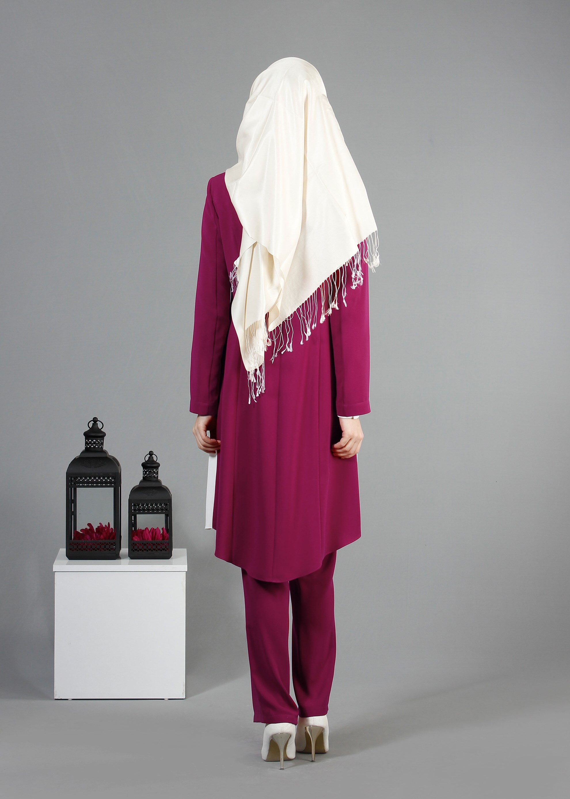 Tesettür giyim FUŞYA 3236P Farah 6288 3&prime;Lü Tesettür Pant. Takım 40/46 TEK38