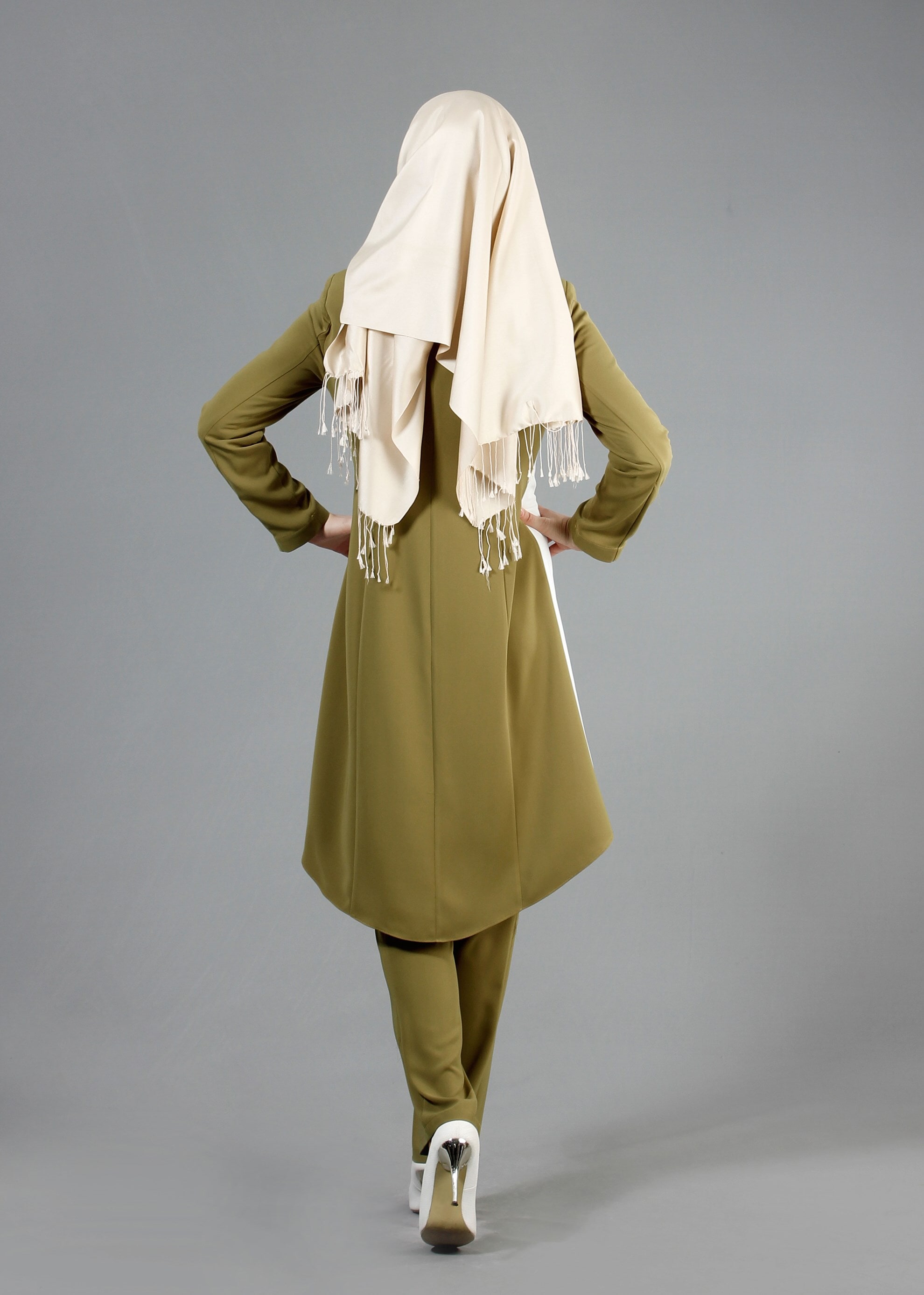 Tesettür giyim YEŞİL 3236P Farah 6288 3&prime;Lü Tesettür Pant. Takım 40/46 TEK38