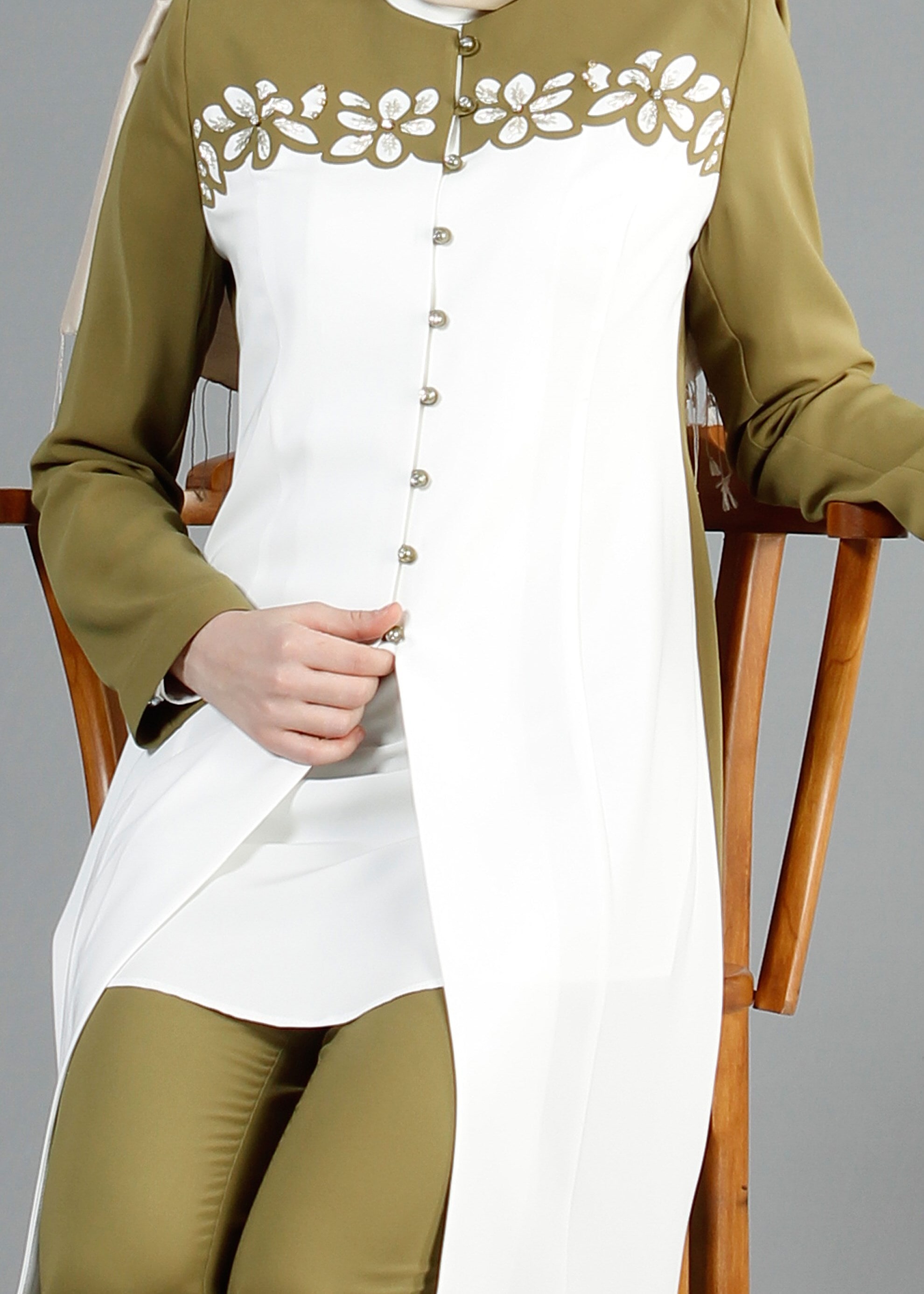 Tesettür giyim YEŞİL 3236P Farah 6288 3&prime;Lü Tesettür Pant. Takım 40/46 TEK38