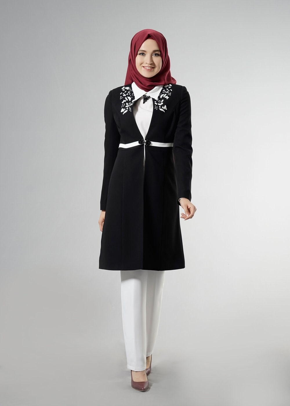 Tesettür giyim SİYAH 3237 5929 3&prime;lü Tesettür Pant. Takım 40/48 TEK38