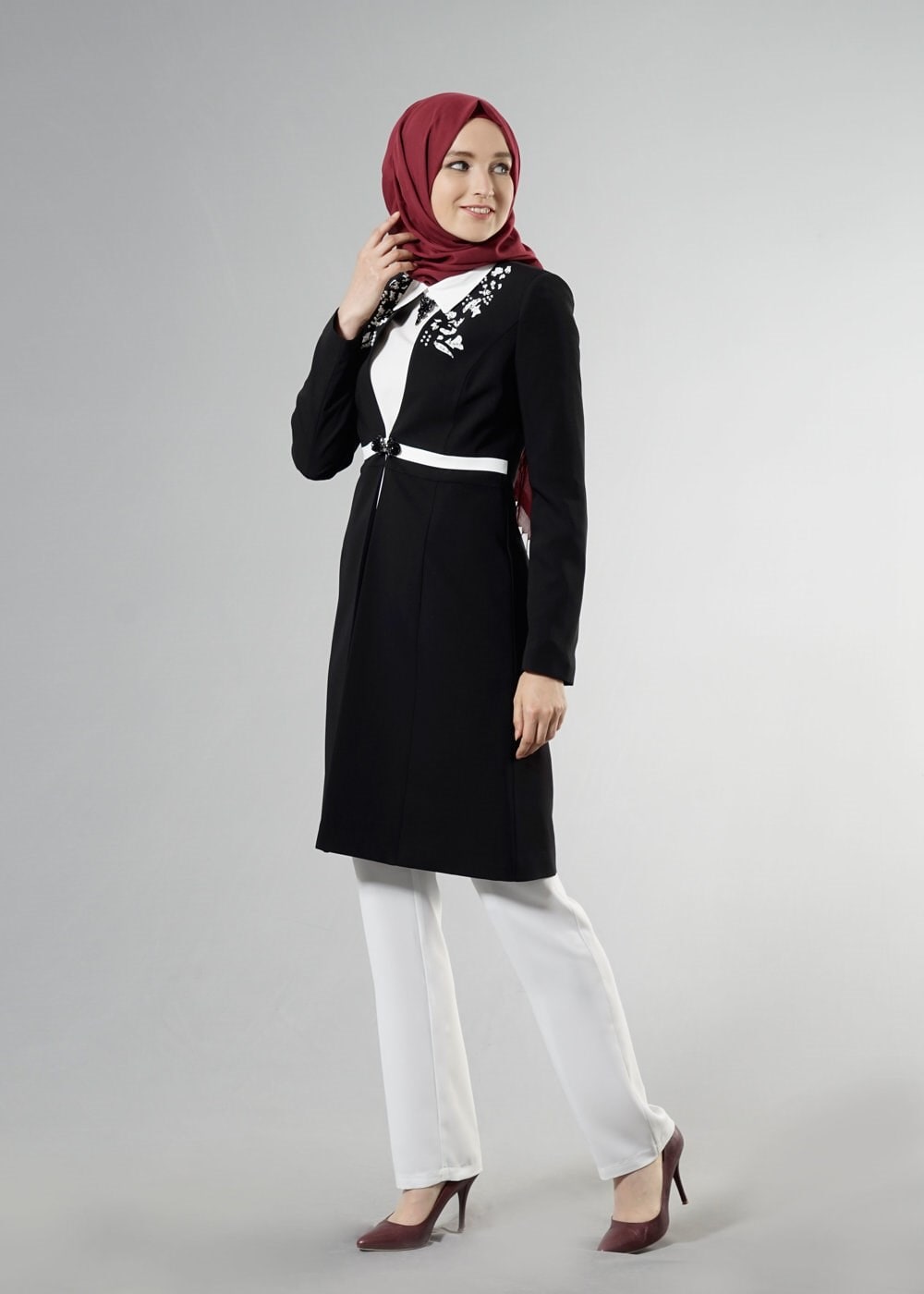 Tesettür giyim SİYAH 3237 5929 3&prime;lü Tesettür Pant. Takım 40/48 TEK38