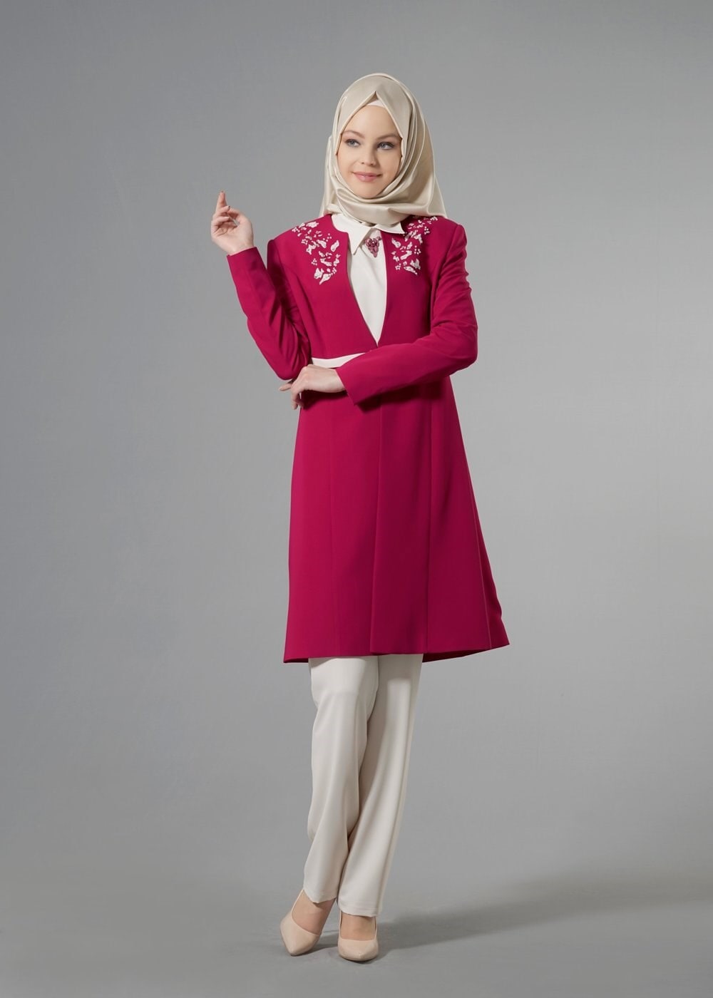 Tesettür giyim FUŞYA 3237 5929 3&prime;lü Tesettür Pant. Takım 40/48 TEK38