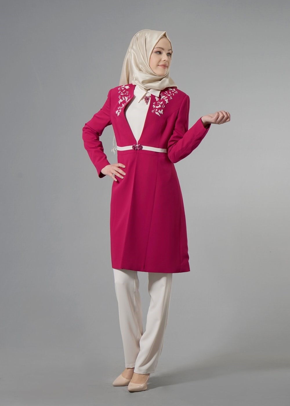 Tesettür giyim FUŞYA 3237 5929 3&prime;lü Tesettür Pant. Takım 40/48 TEK38