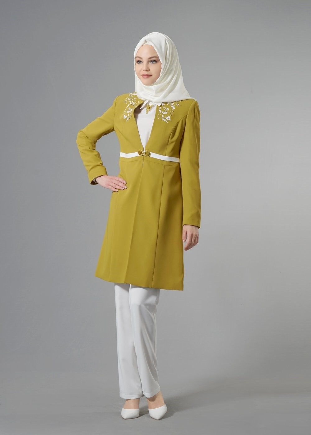 Tesettür giyim YEŞİL 3237 5929 3&prime;lü Tesettür Pant. Takım 40/48 TEK38