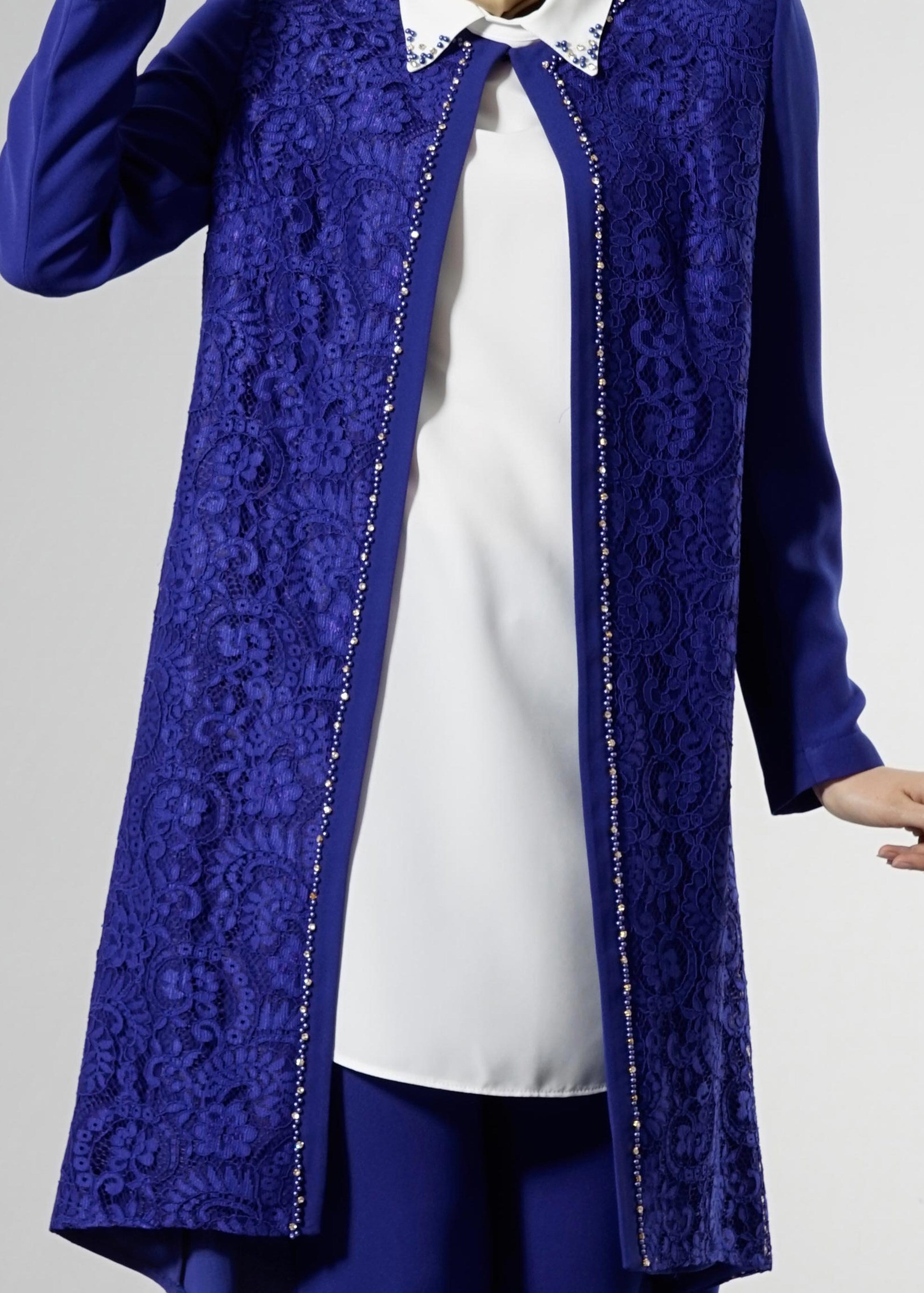 Tesettür giyim LACİVERT 3243P Maral Tesettür 5985 3&prime;Lü Pant.Takım 40/48 TEK38