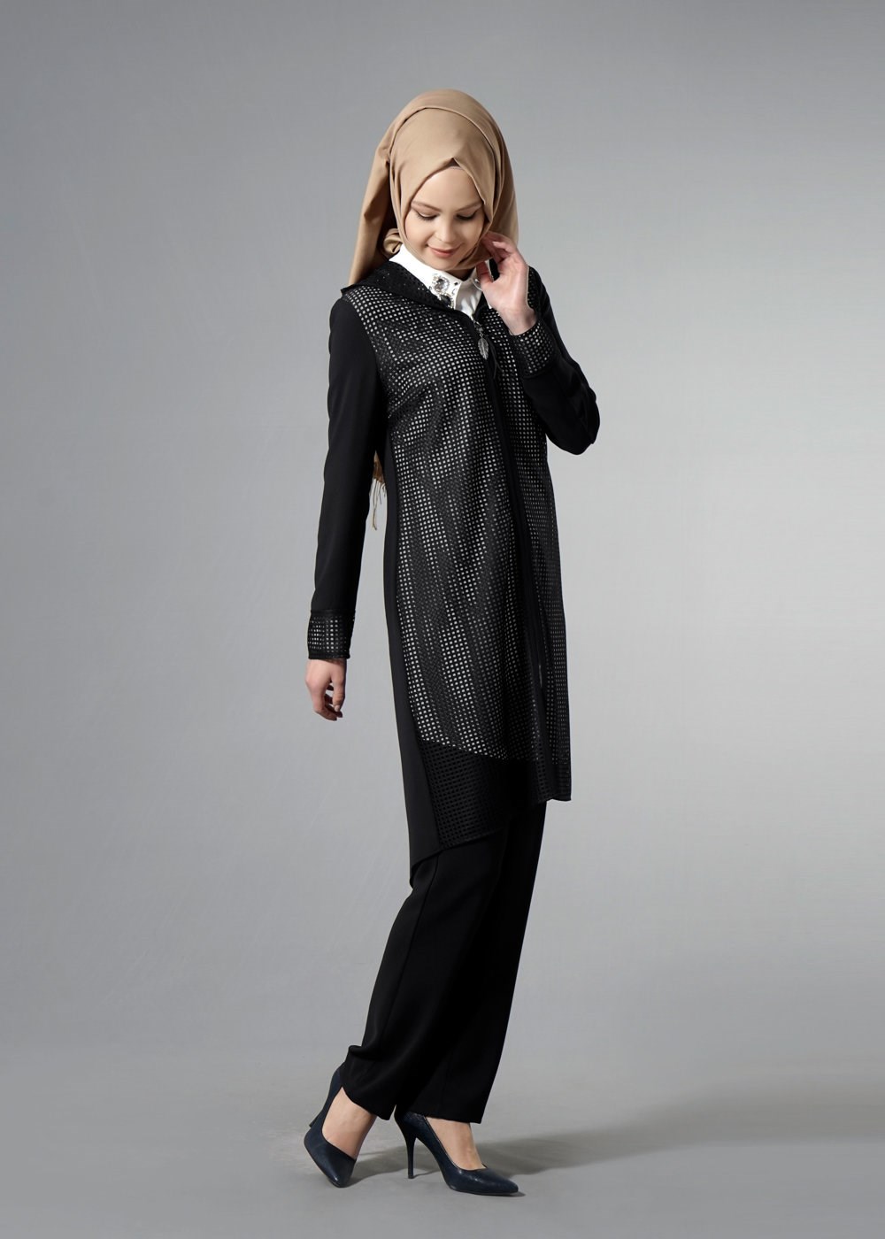 Tesettür giyim SİYAH 3257 String 3&prime;lü Tesettür Pant. Takım 38/46 TEK40