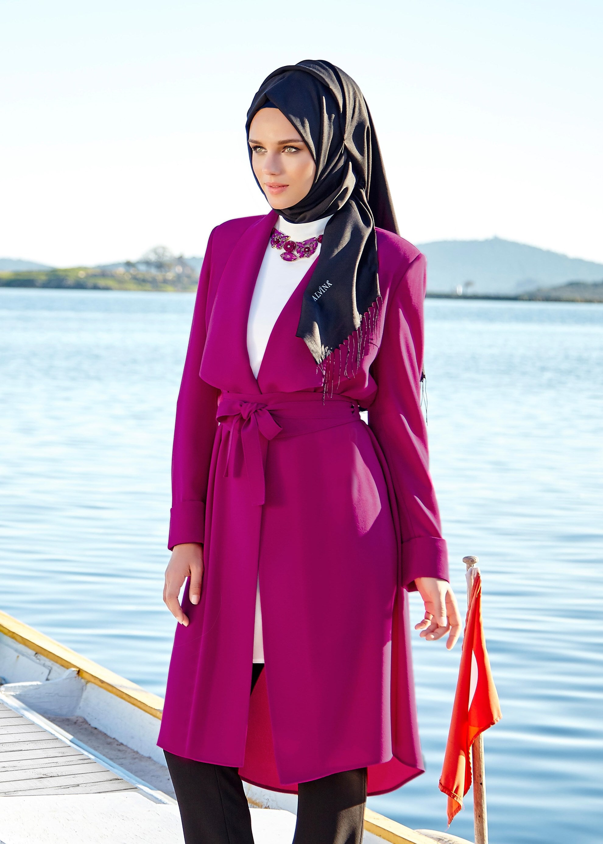 Tesettür giyim MOR 3258P Duru Tesettür Crep 3&prime;Lü Pant.Takım 38/46