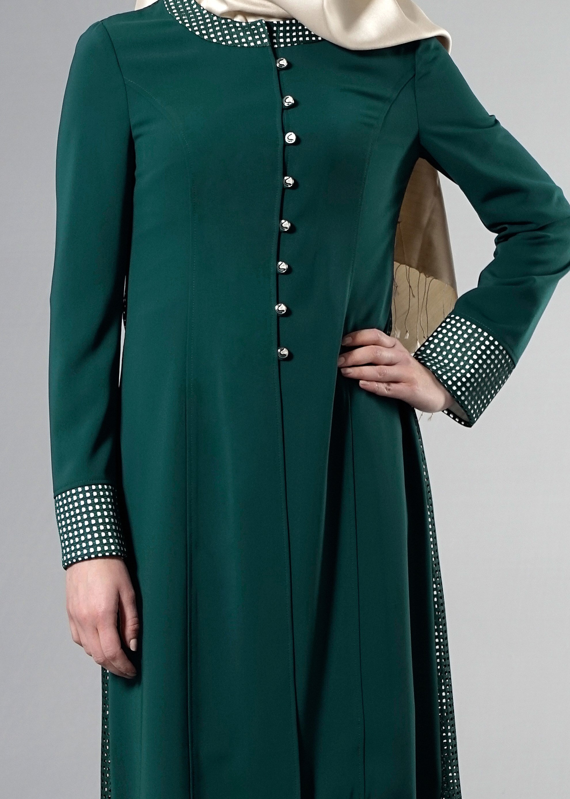 Tesettür giyim YEŞİL PÖTİKARE DESEN DETAYLI 3&prime;LÜ PANT. TAKIM 3262P 