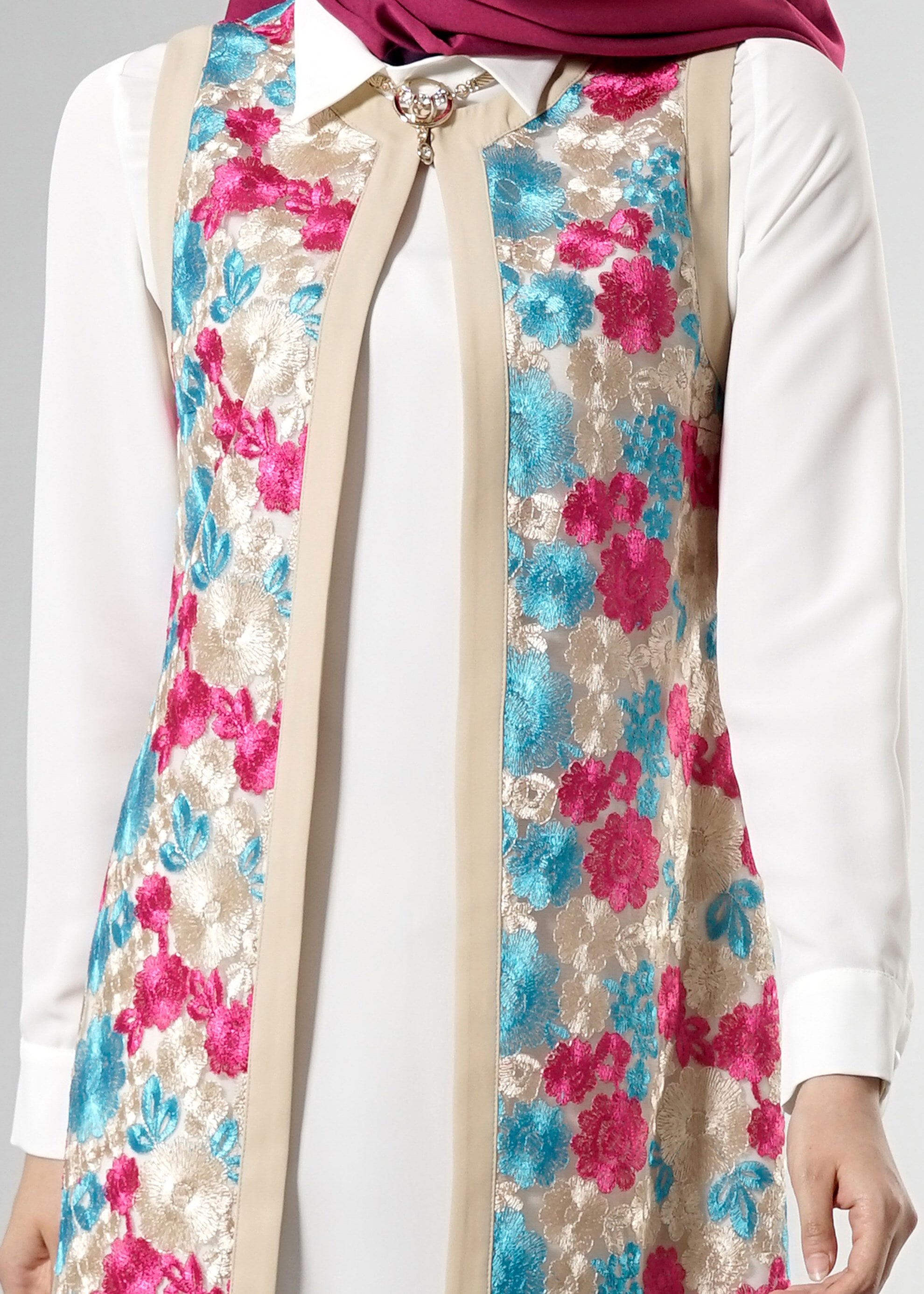 Tesettür giyim FUŞYA 3265P Flower Tesettür 3&prime;lü  Pant. Takım 38/44