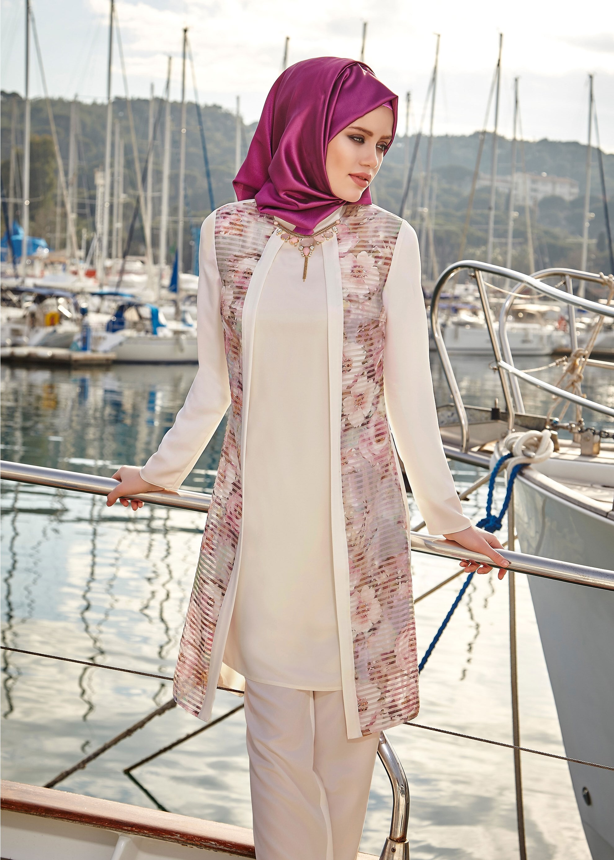 Tesettür giyim BEJ 3267 Crep Cupra Tesettür 2&prime;li Pant.Takım 38/46 TEK40