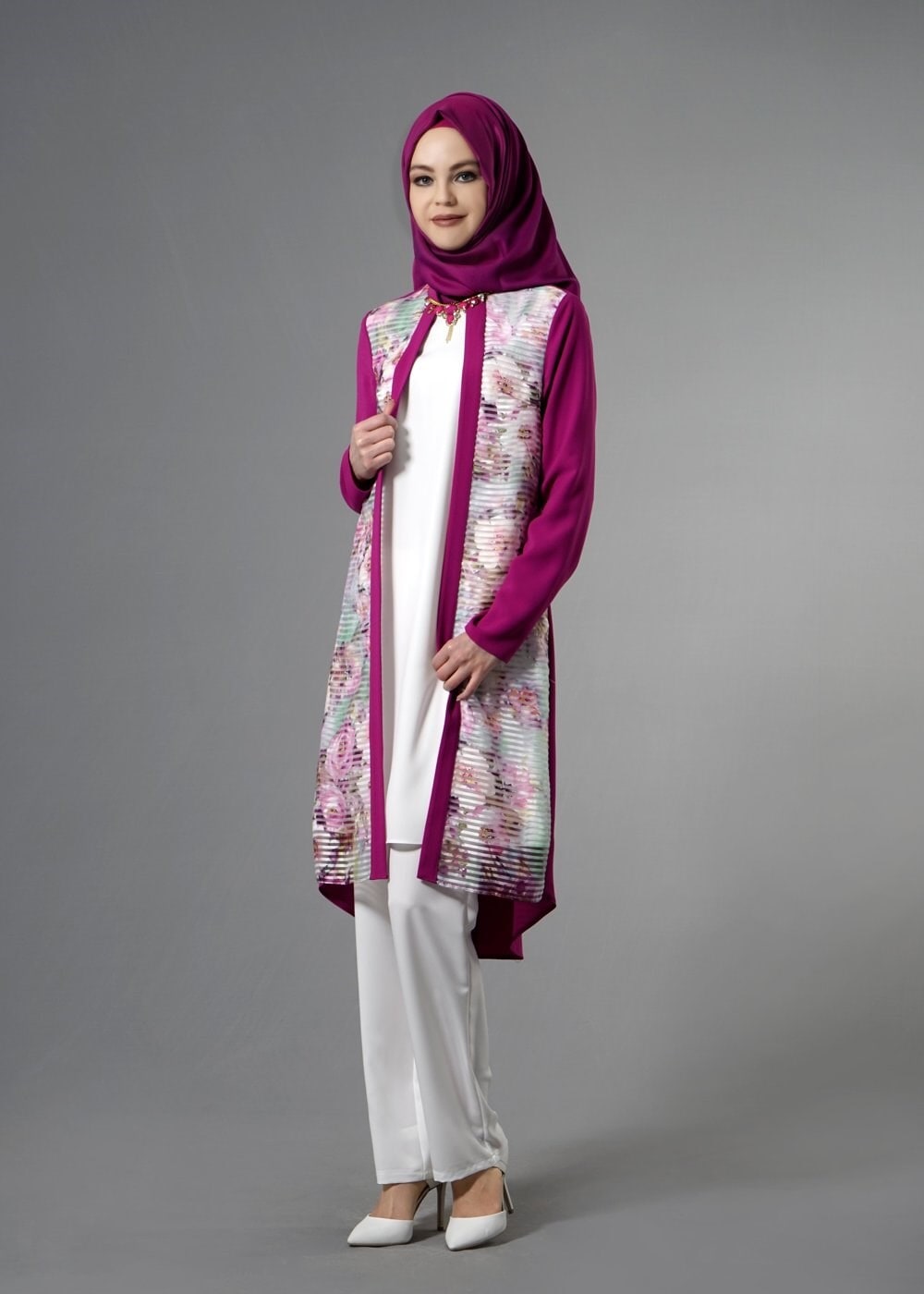 Tesettür giyim MOR 3267 Crep Cupra Tesettür 2&prime;li Pant.Takım 38/46 TEK40