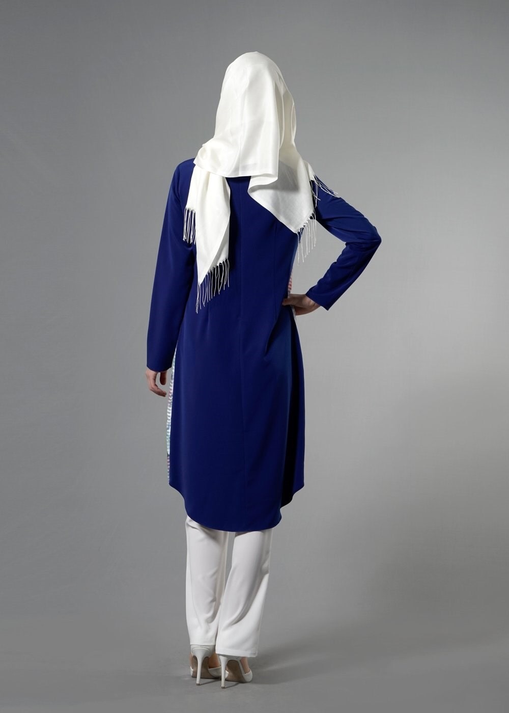 Tesettür giyim LACİVERT 3267 Crep Cupra Tesettür 2&prime;li Pant.Takım 38/46 TEK40