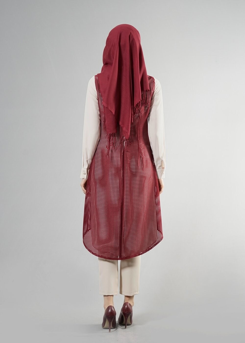 Tesettür giyim BORDO 3268P String 1838 3&prime;Lü Tesettür Pant.Takım 38/44