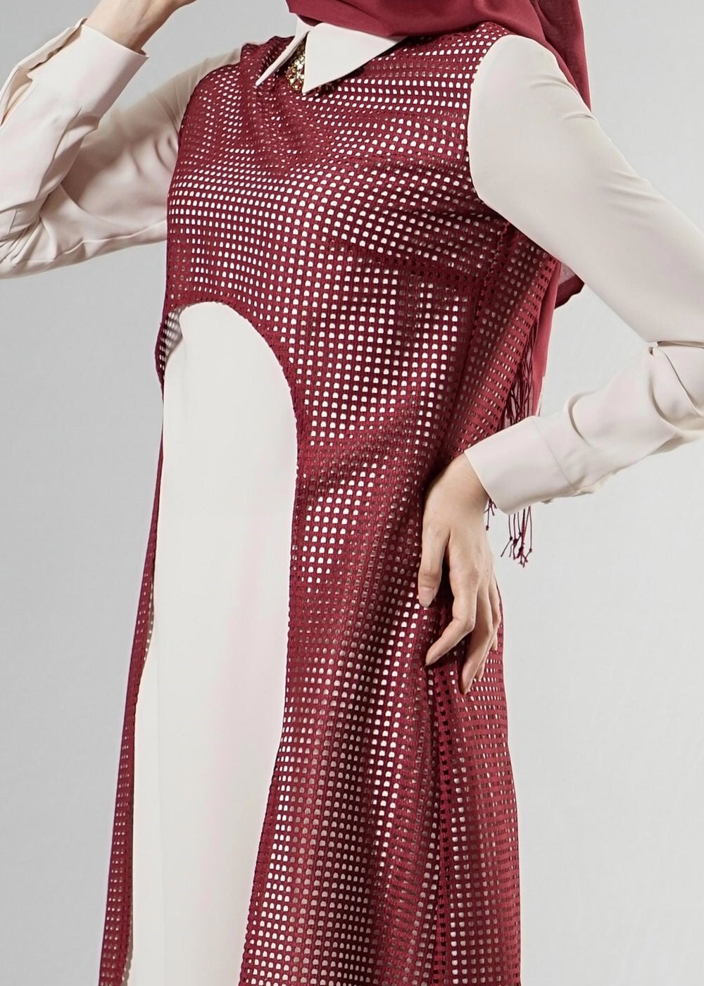 Tesettür giyim BORDO 3268P String 1838 3&prime;Lü Tesettür Pant.Takım 38/44