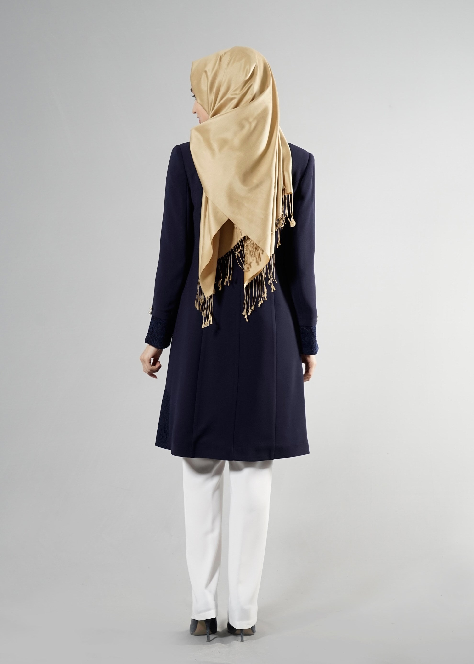 Tesettür giyim LACİVERT 3271P Maral 3&prime;lü  Pant. Tesettür Takım 40/48 TEK42