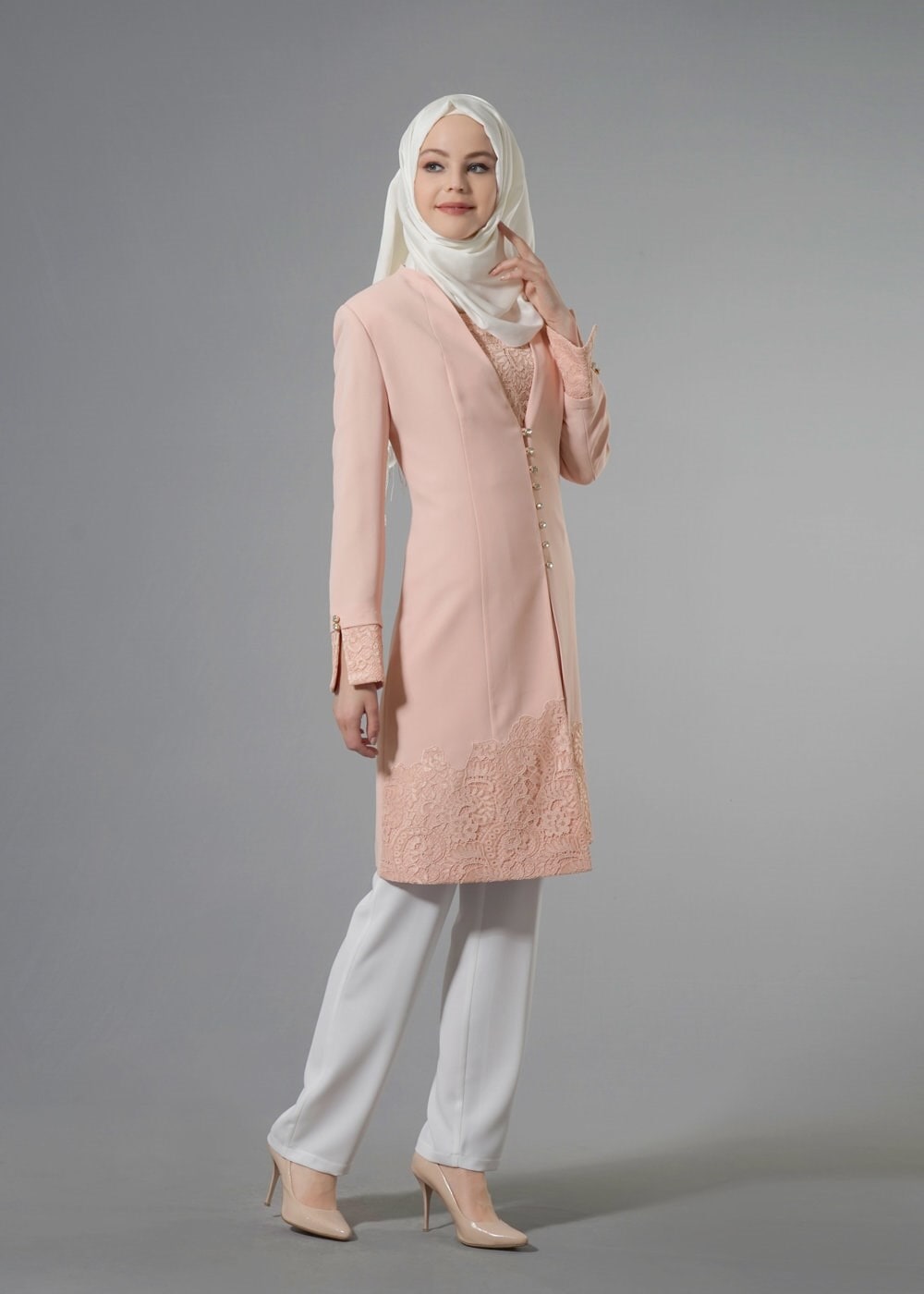 Tesettür giyim PUDRA 3271P Maral 3&prime;lü  Pant. Tesettür Takım 40/48 TEK42