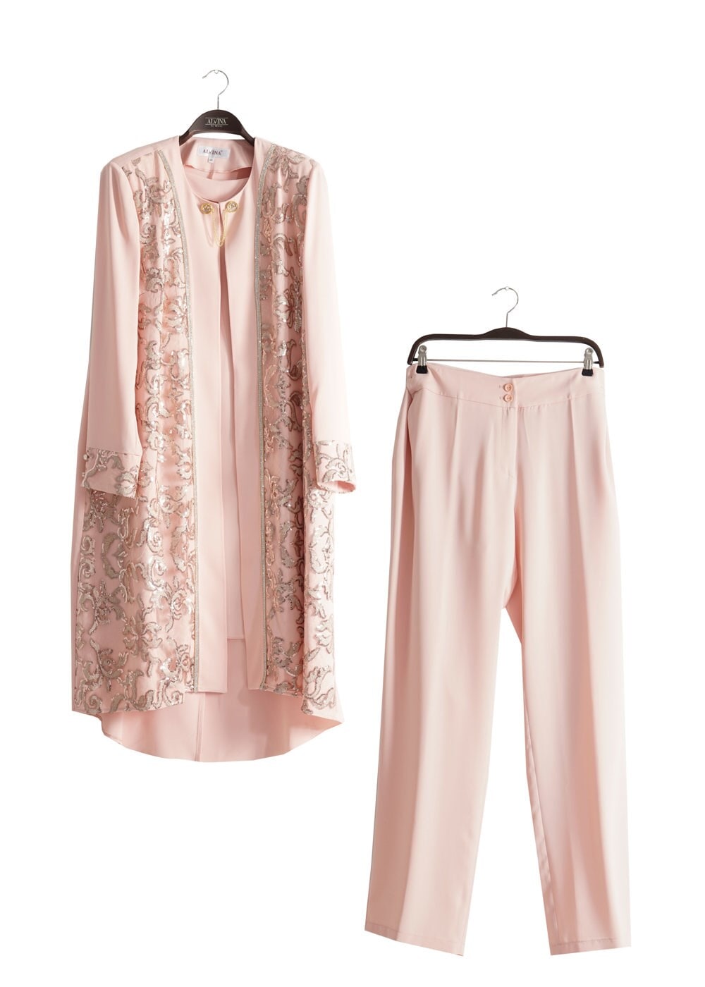 Tesettür giyim PUDRA 3275 Aslı Tesettür 5929 3&prime;Lü Pant.Takım 42/48