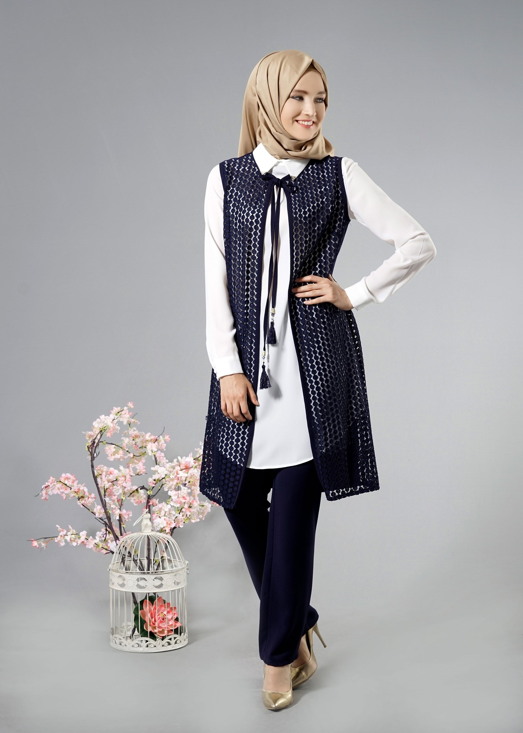 Tesettür giyim LACİVERT 3284 Maral Tesettür 5985 3&prime;lü Pant.Takım 38/46