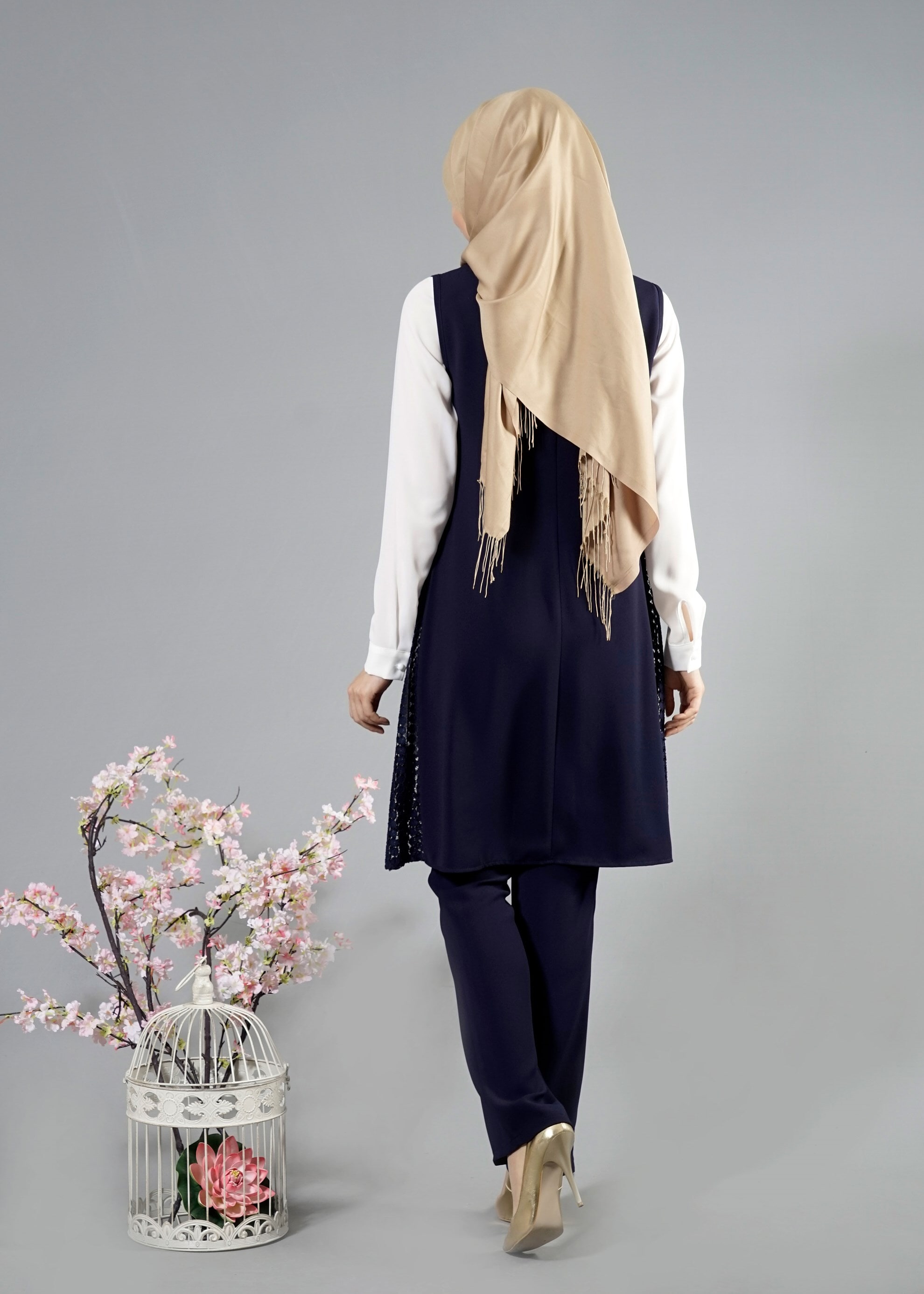 Tesettür giyim LACİVERT 3284 Maral Tesettür 5985 3&prime;lü Pant.Takım 38/46