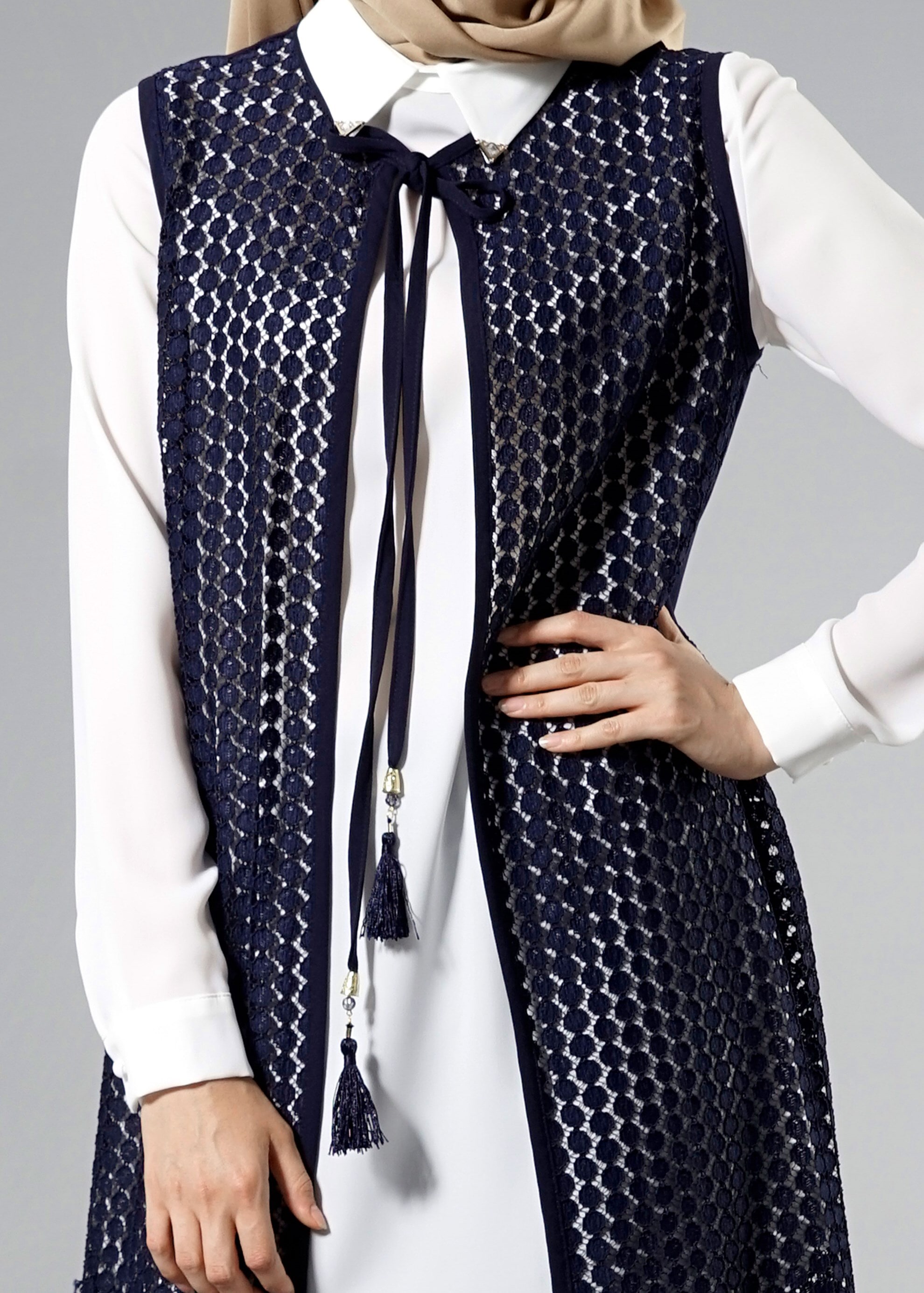 Tesettür giyim LACİVERT 3284 Maral Tesettür 5985 3&prime;lü Pant.Takım 38/46